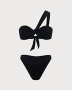 Siyah Dantelli Önü Bağlamalı Bikini Takımı