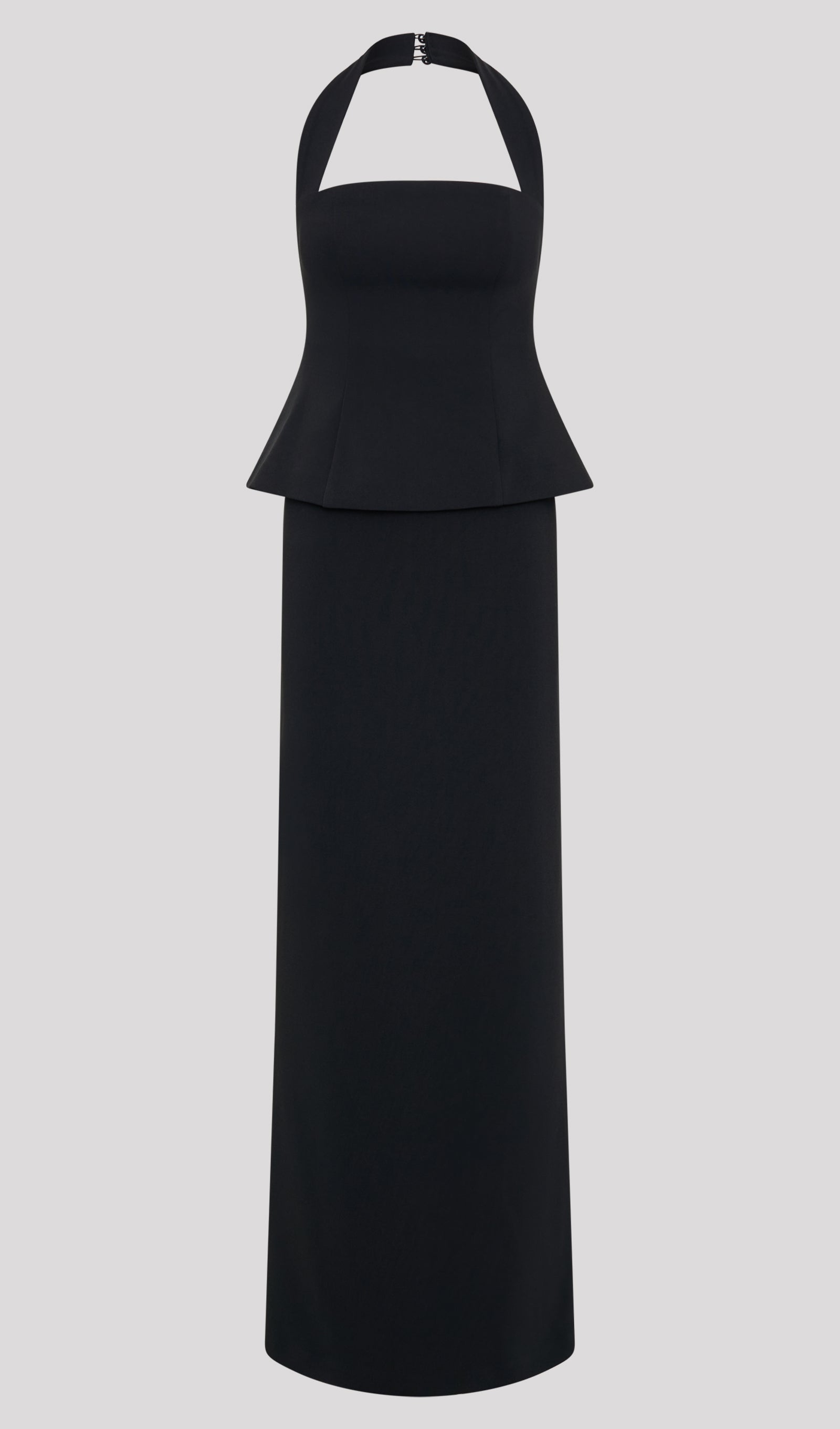 Siyah Peplum Halter Uzun Elbise