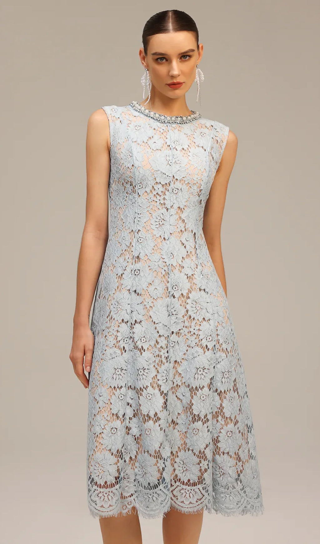 Kolsuz Elmas İnci Midi Elbise