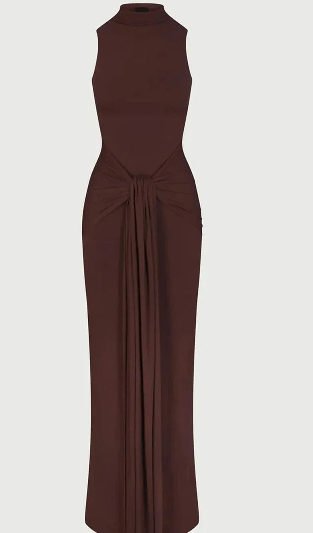 Düz Vücuda Oturan Büzgülü Uzun Elbise