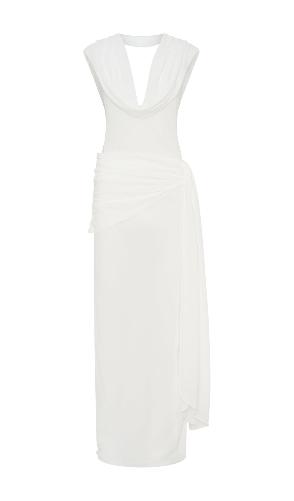 Şifon Drapeli Uzun Elbise