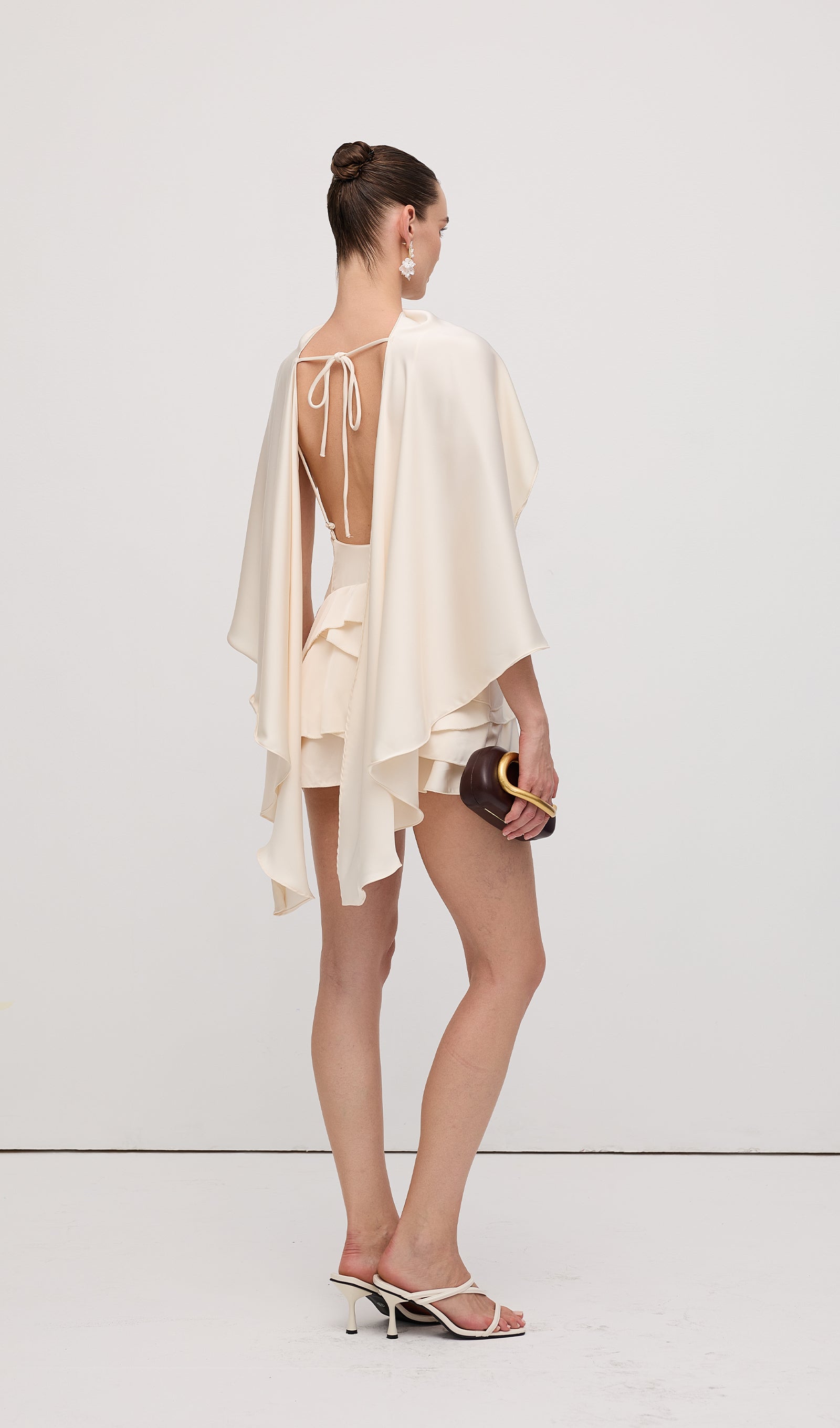 Saten Pelerin İki Parça Mini Elbise