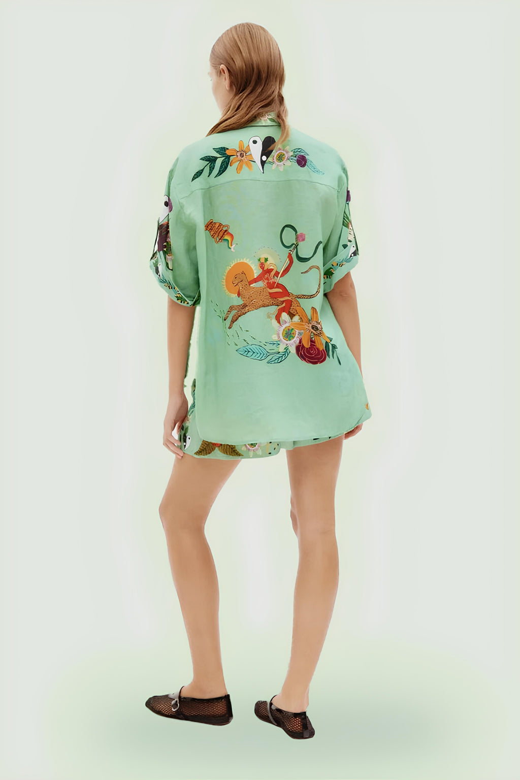 Etnik Desenli Gömlek Şort Takımı