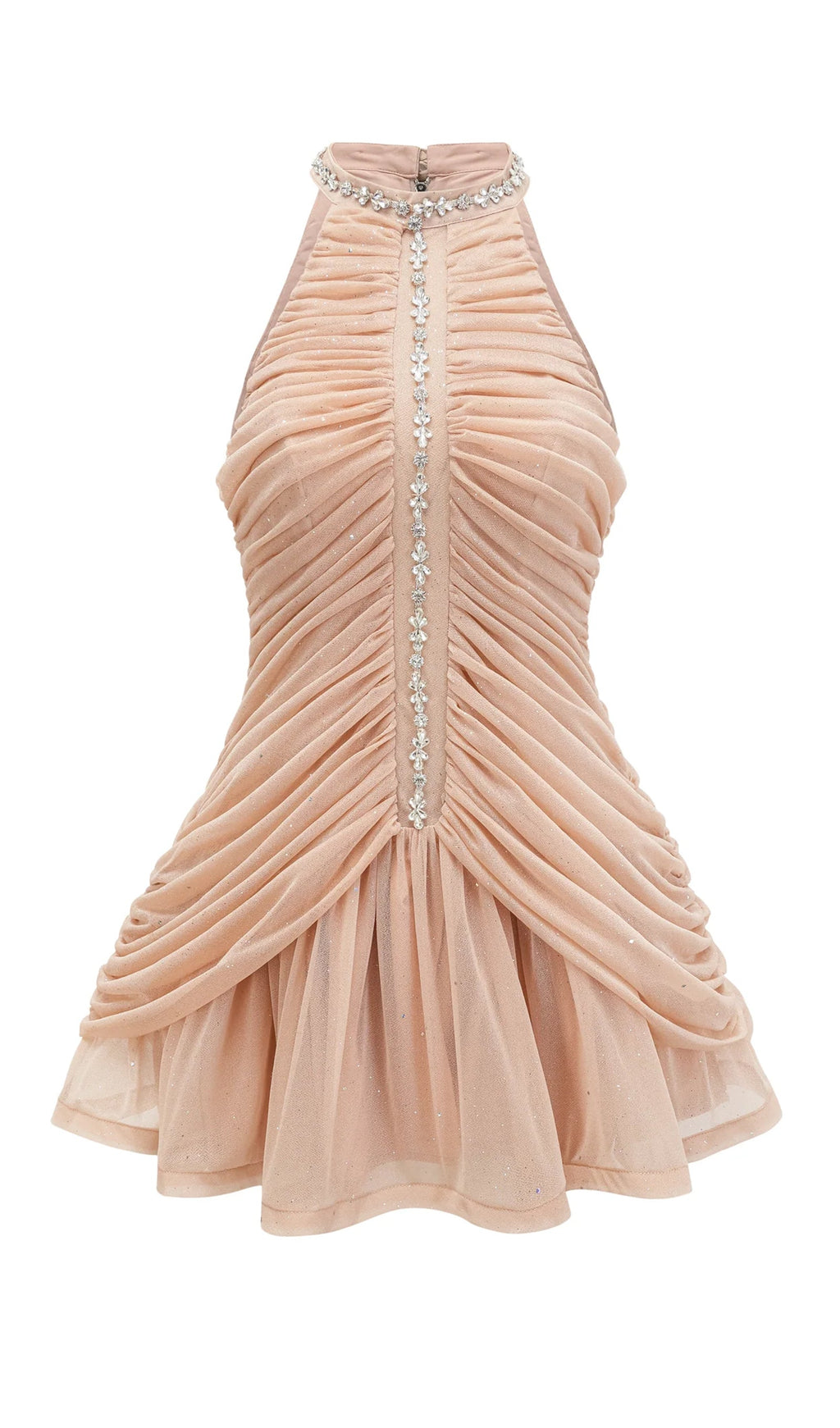 Süslemeli Büzgülü Mini Elbise