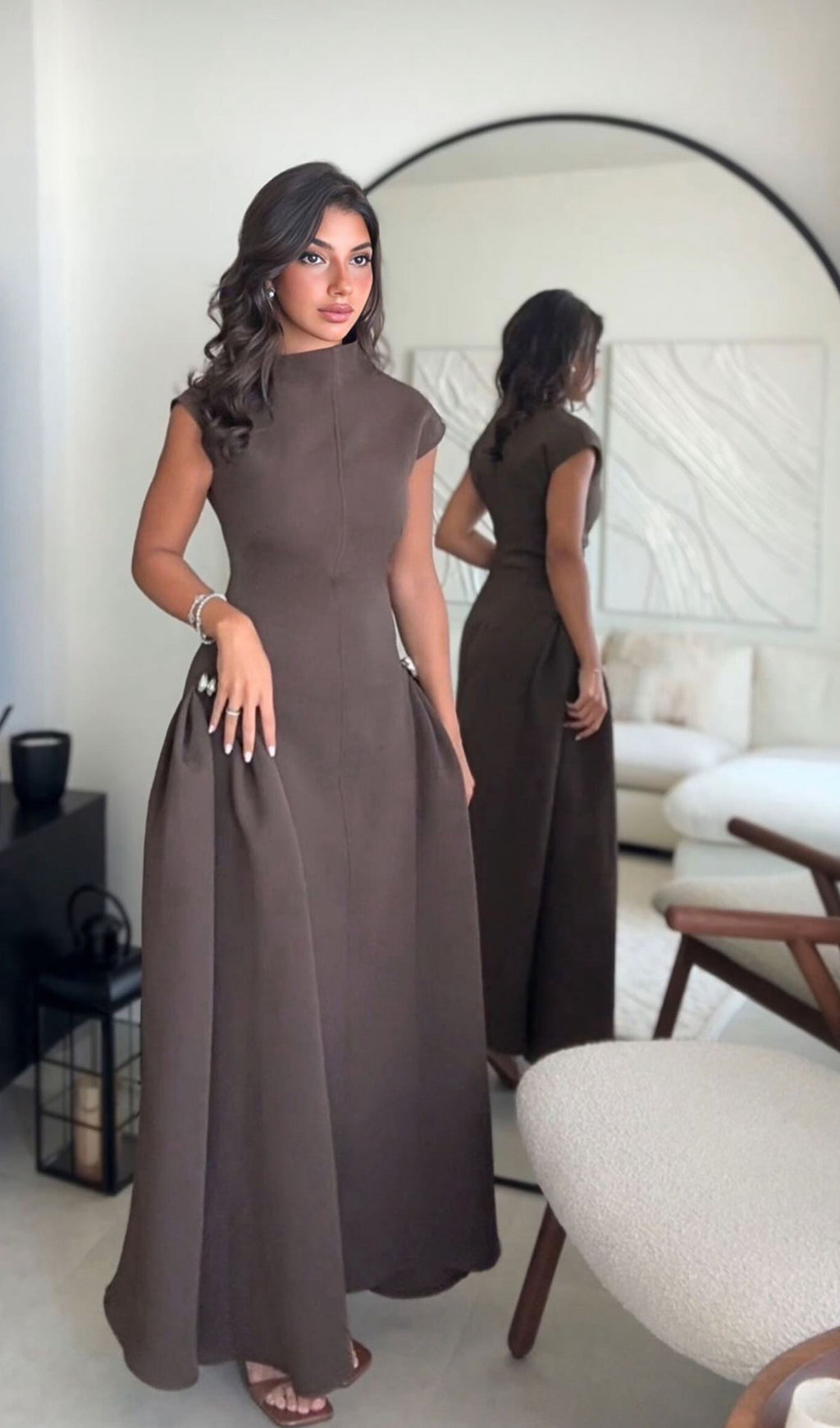 Düz Twill Takım Elbise Midi Elbise