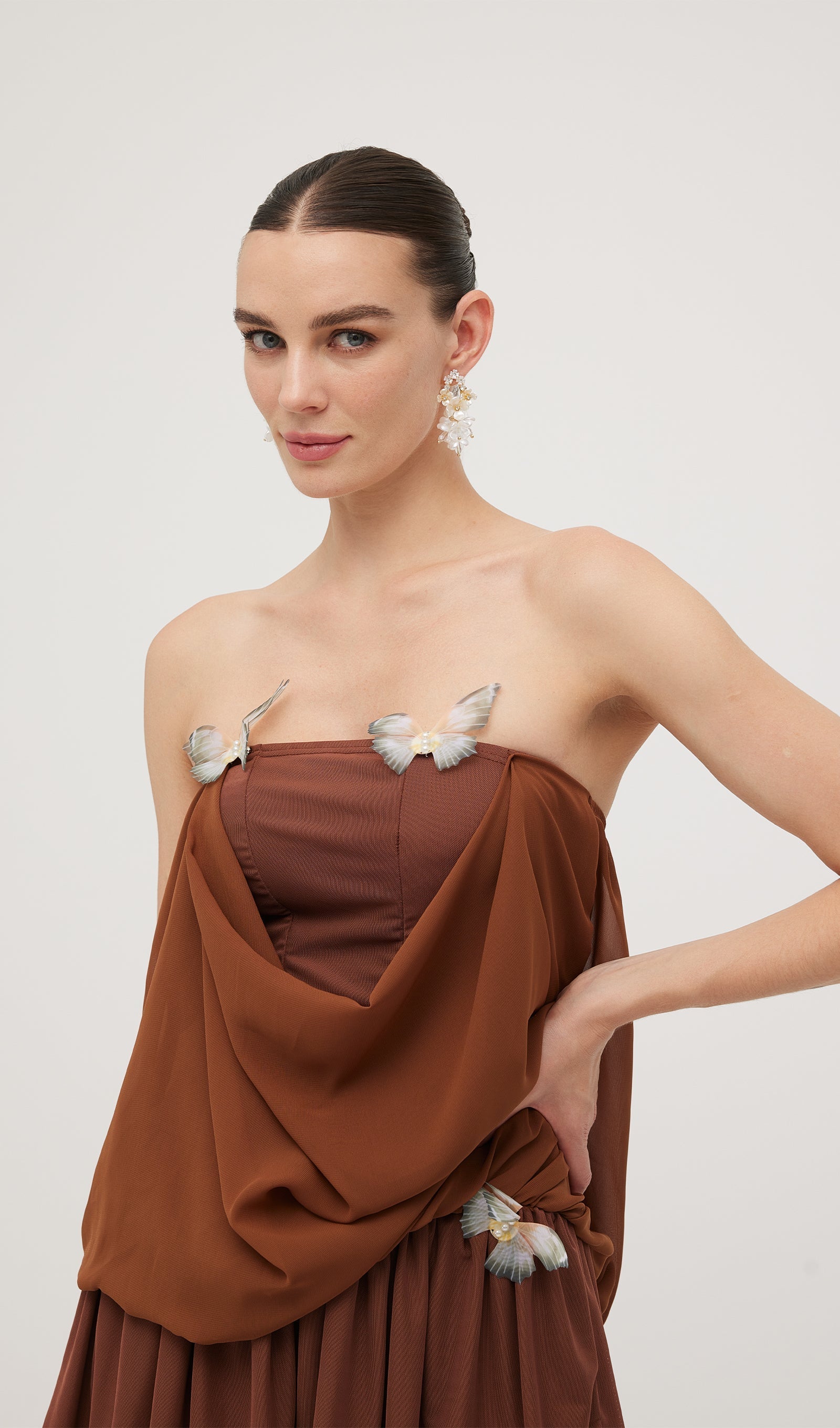 Kelebek Bandeau Sarma Mini Elbise