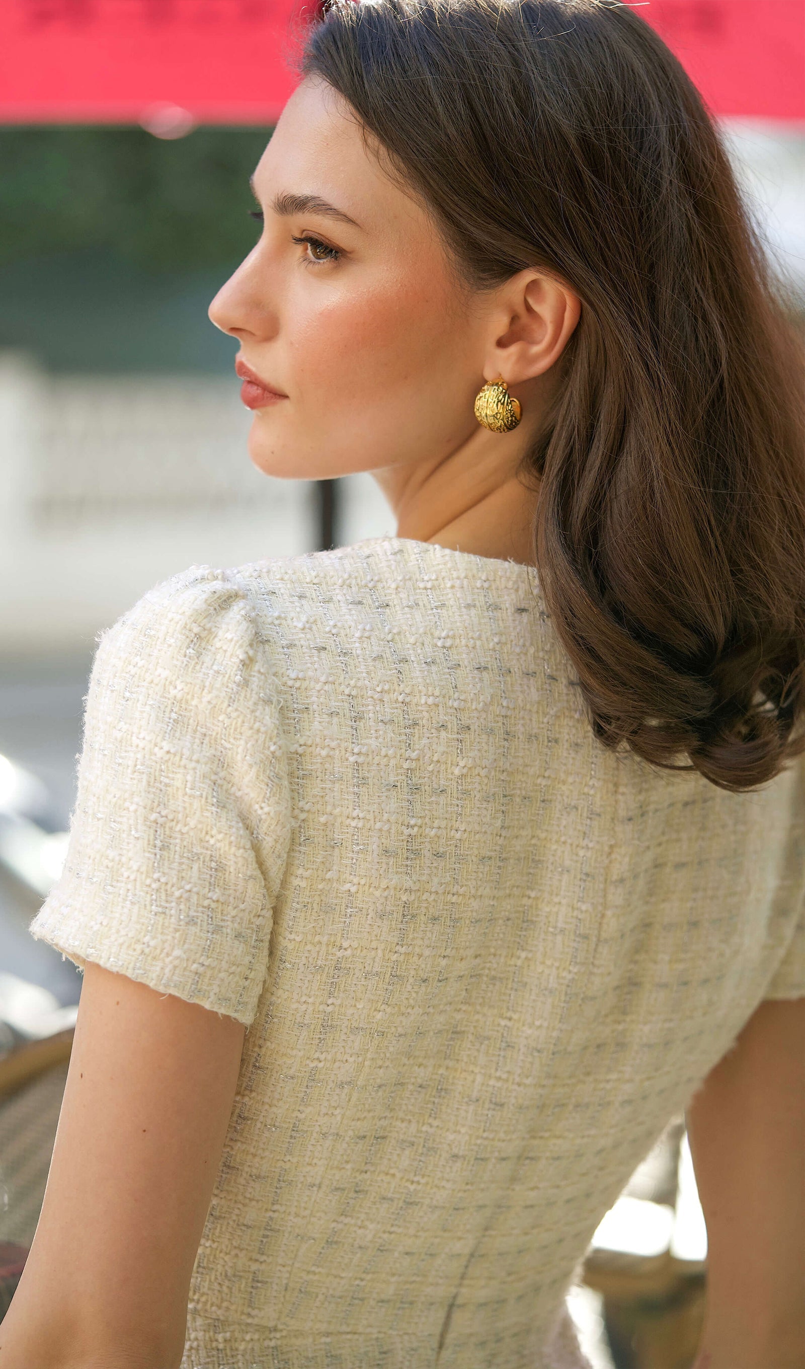 Tweed Kare Yaka Mini Elbise