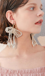 İnci Fiyonklu Sarkan Damla Küpeler