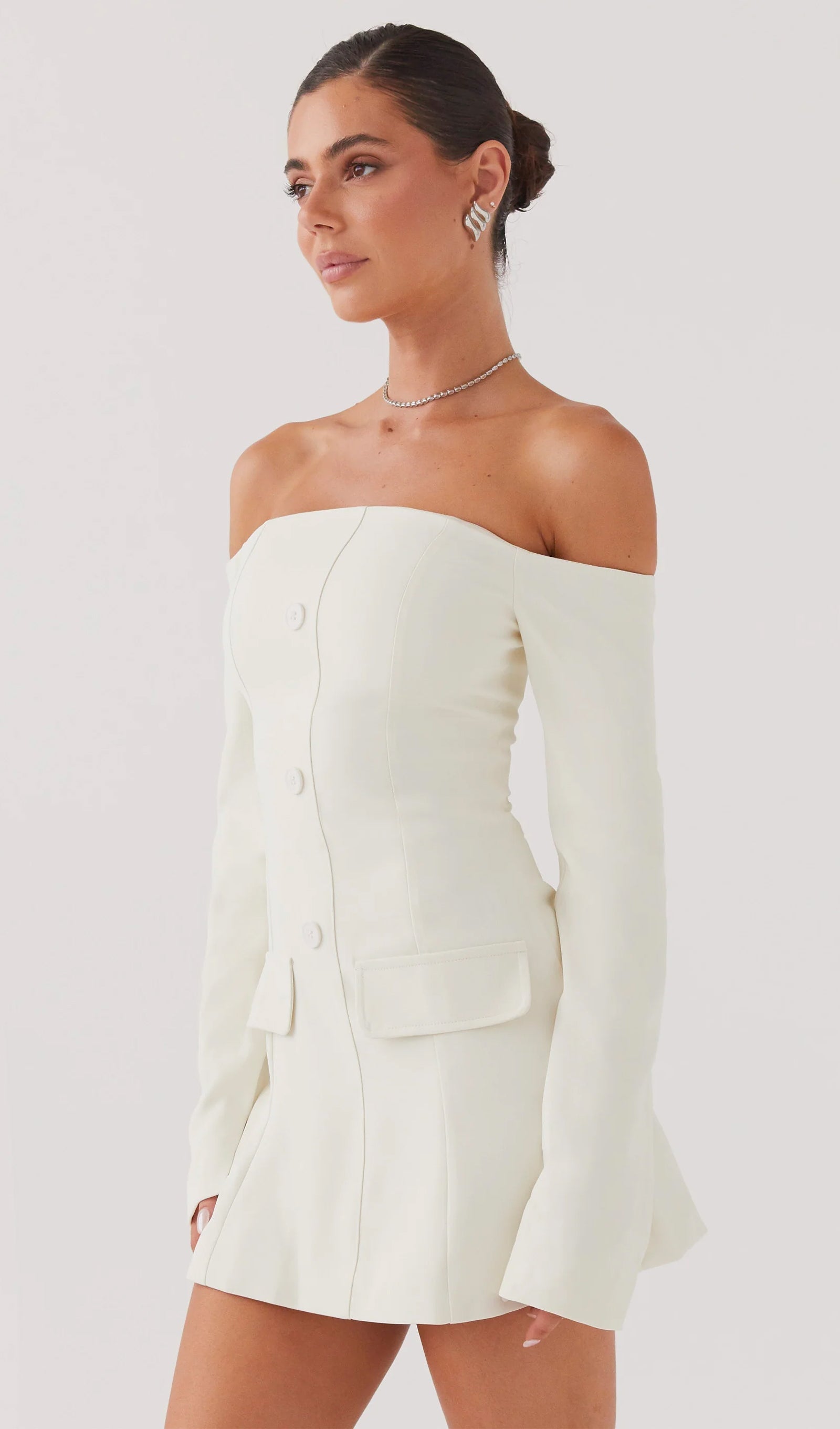 Blazer Omuz Açık Mini Elbise