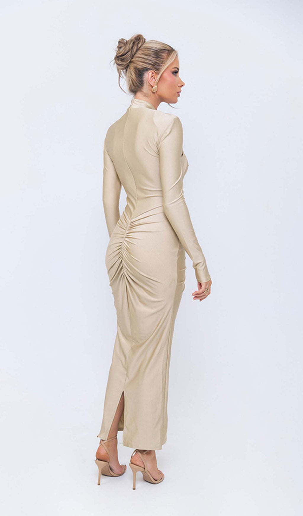 Düz Kesimli Fırfırlı Midi Elbise