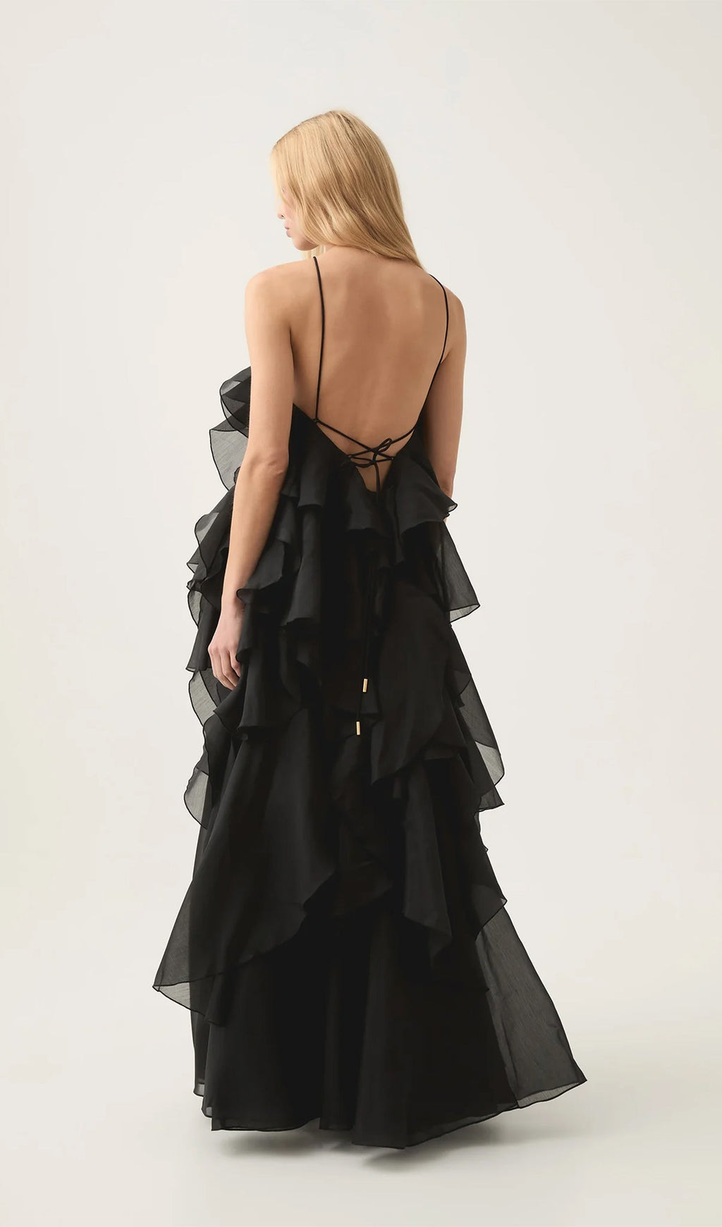 Askılı Katmanlı Uzun Elbise