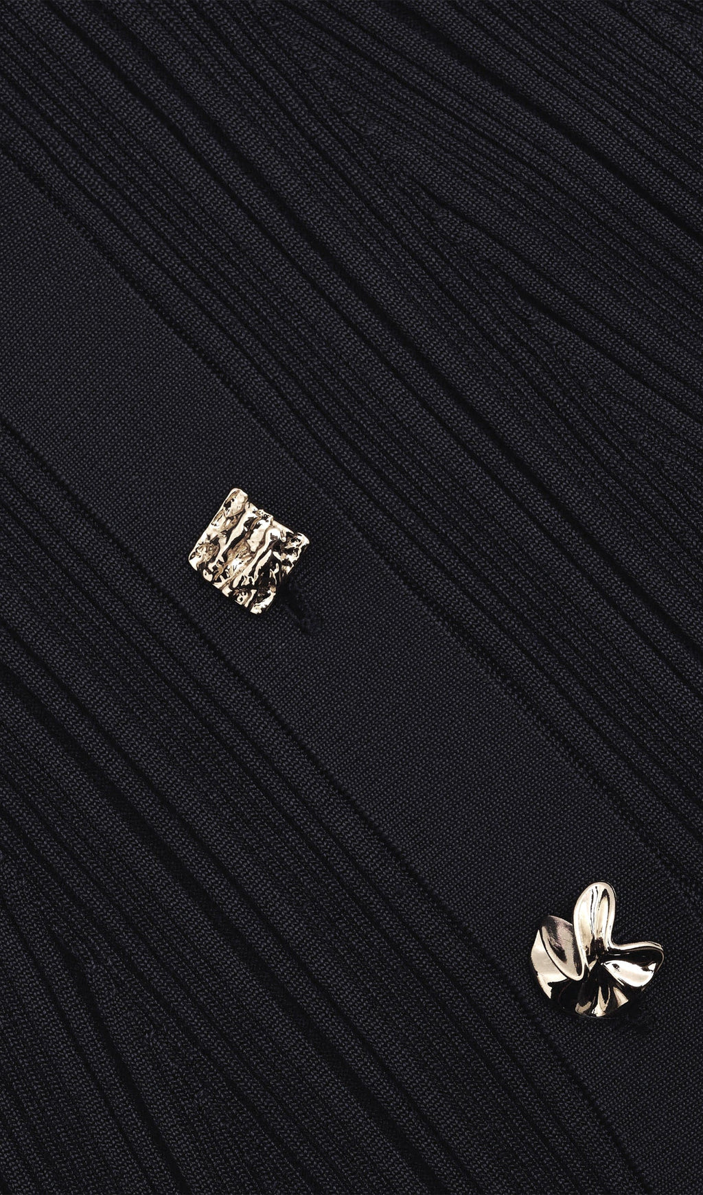 Metalik Düğmeli Örme Midi Elbise