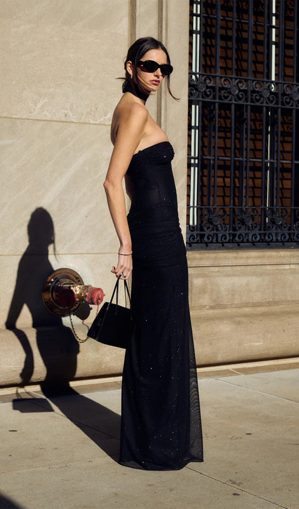 Starlite Omuz Açık Transparan Uzun Elbise