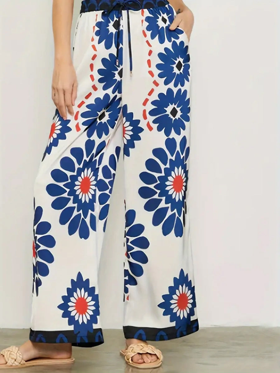 Çiçek Desenli Pantolon Gömlek Takımı