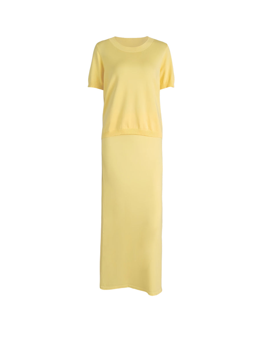 Örme Kısa Kollu Uzun Etek Takımı