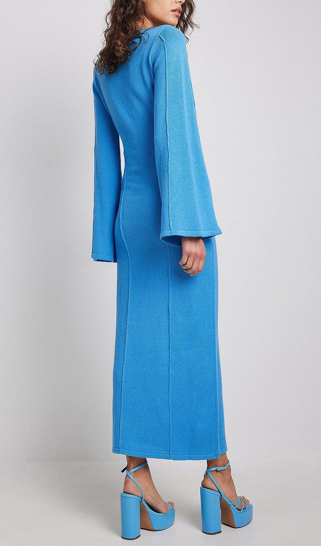 Mavi Sahil Cazibesi Midi Elbise