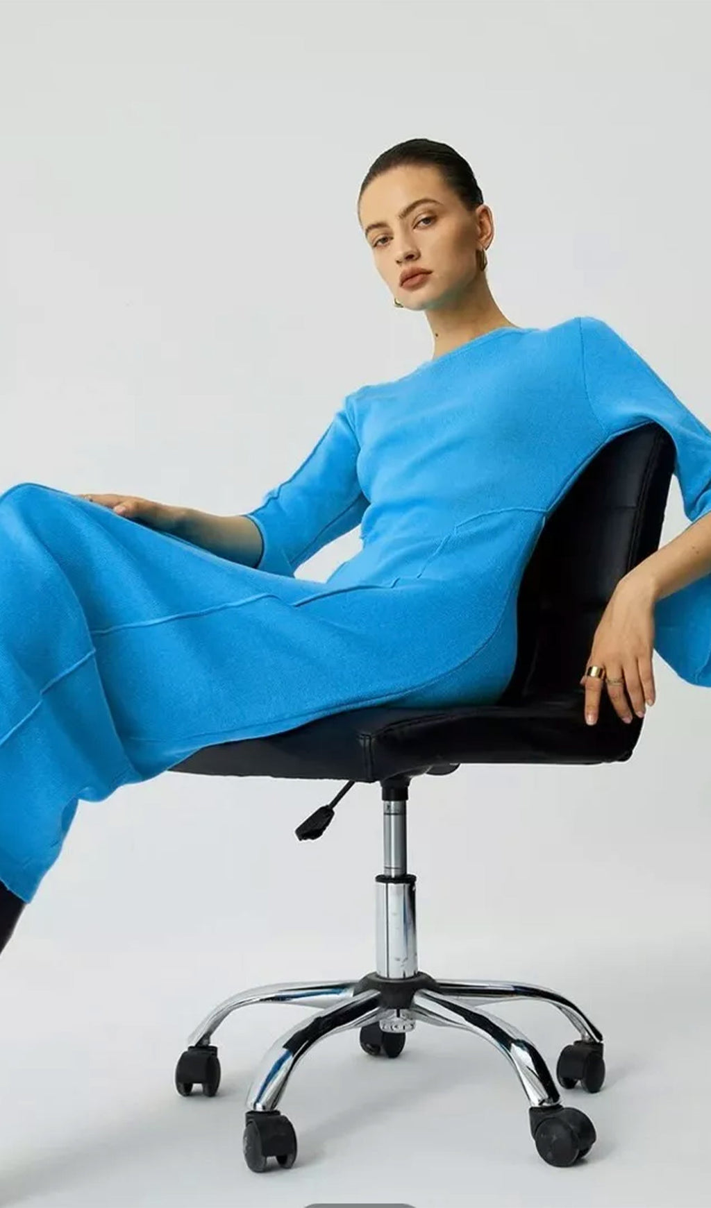 Mavi Sahil Cazibesi Midi Elbise