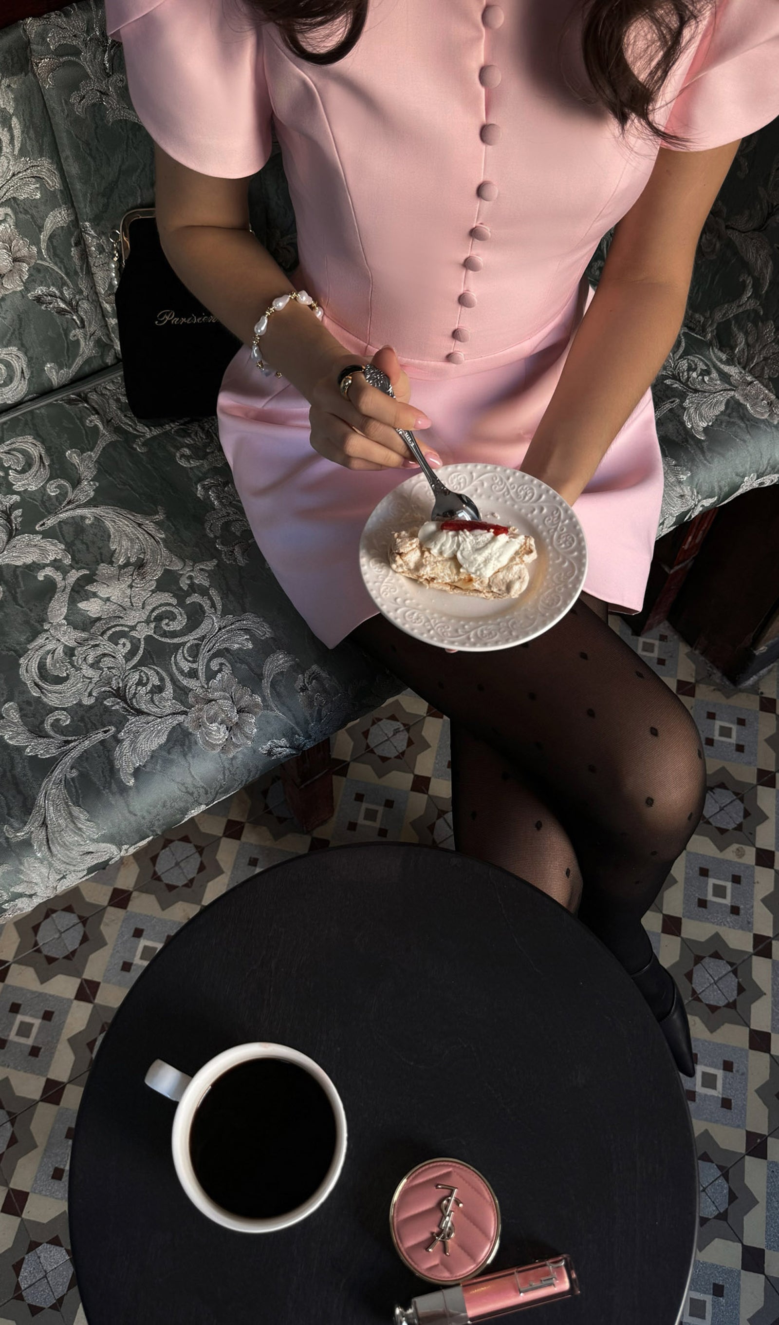 Pembe Yüksek Yaka Mini Elbise