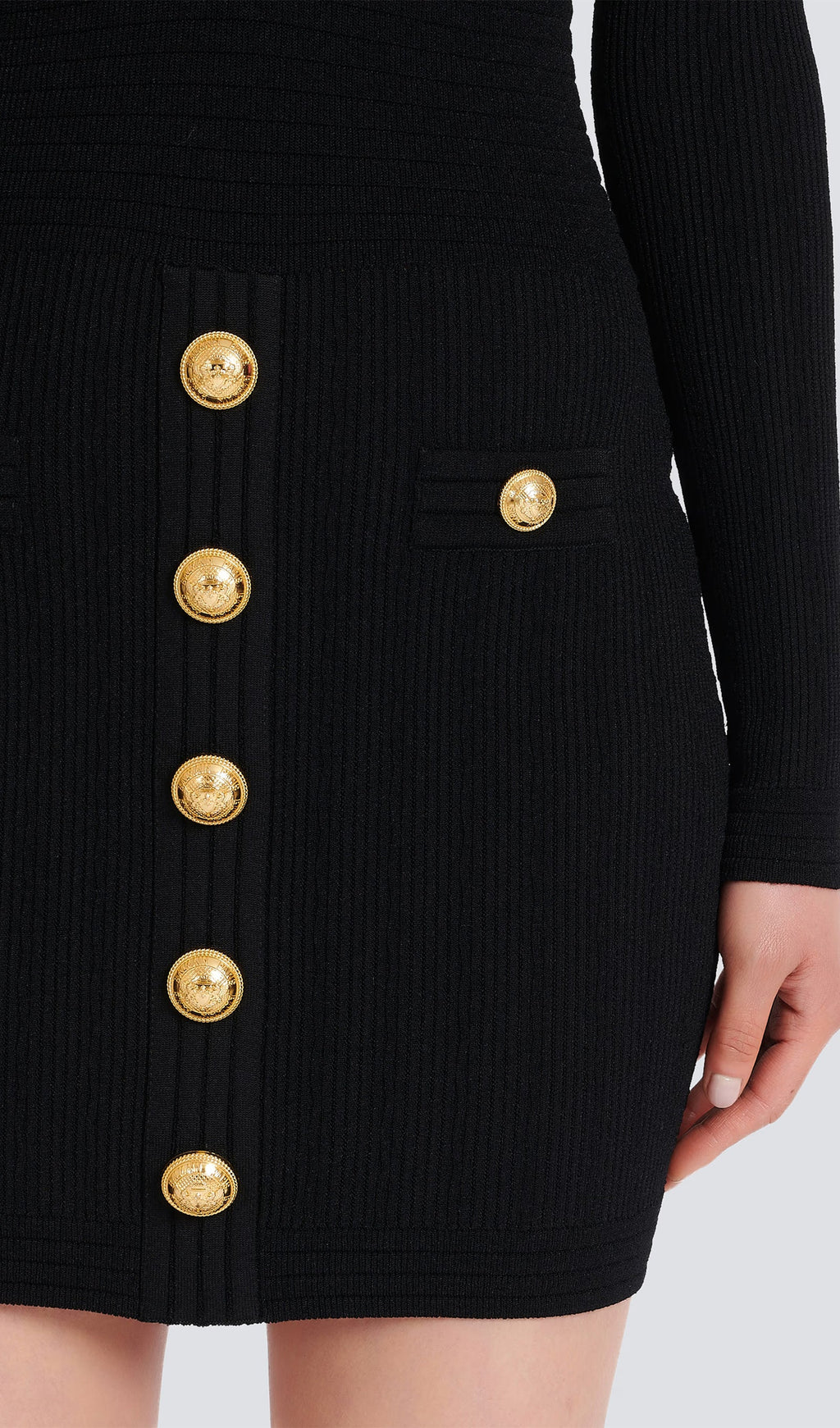 V Yakalı Örme Mini Elbise