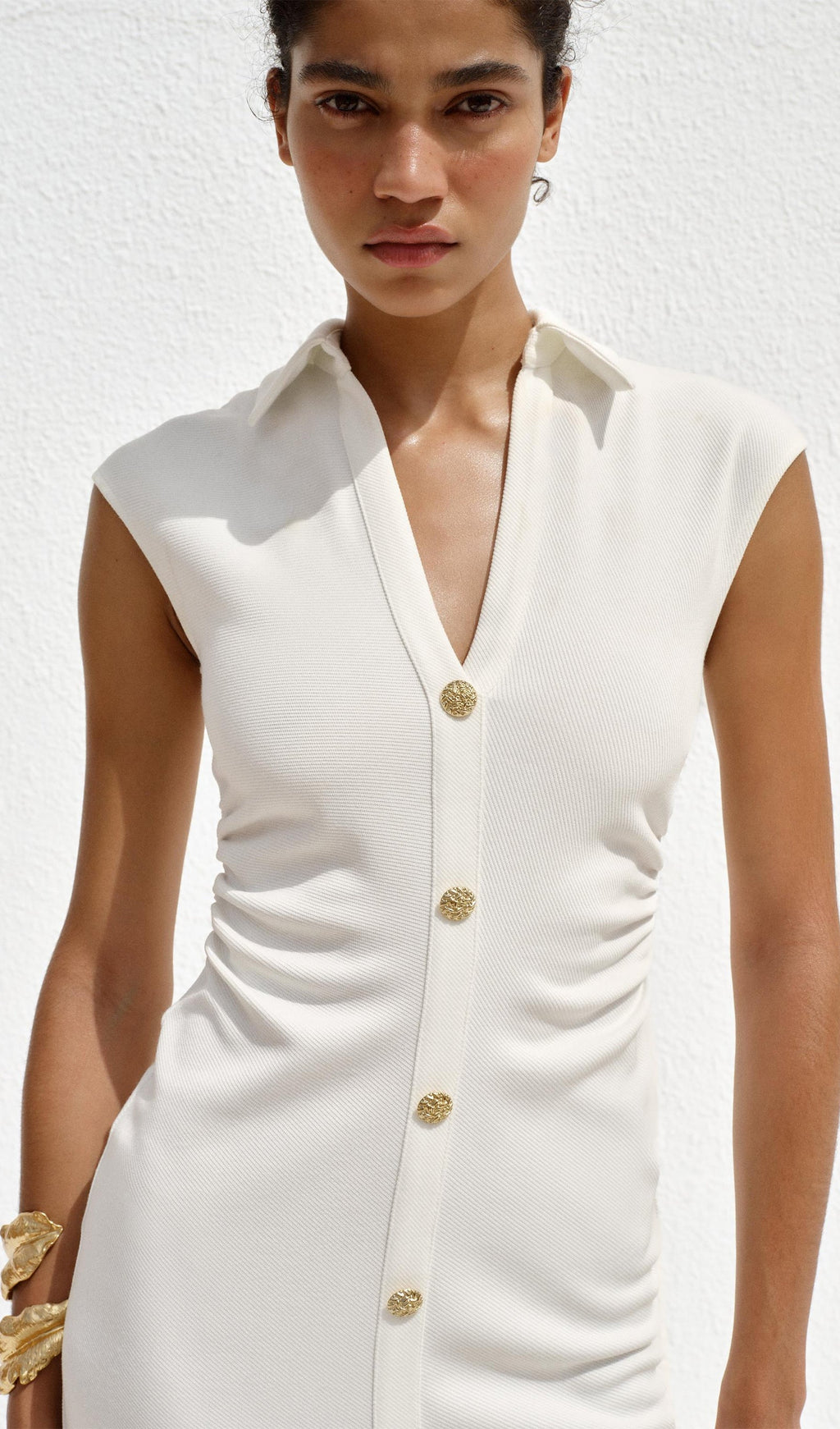 Düz Pike Gömlek Midi Elbise