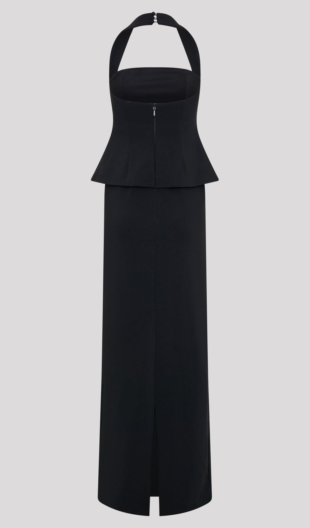 Siyah Peplum Halter Uzun Elbise