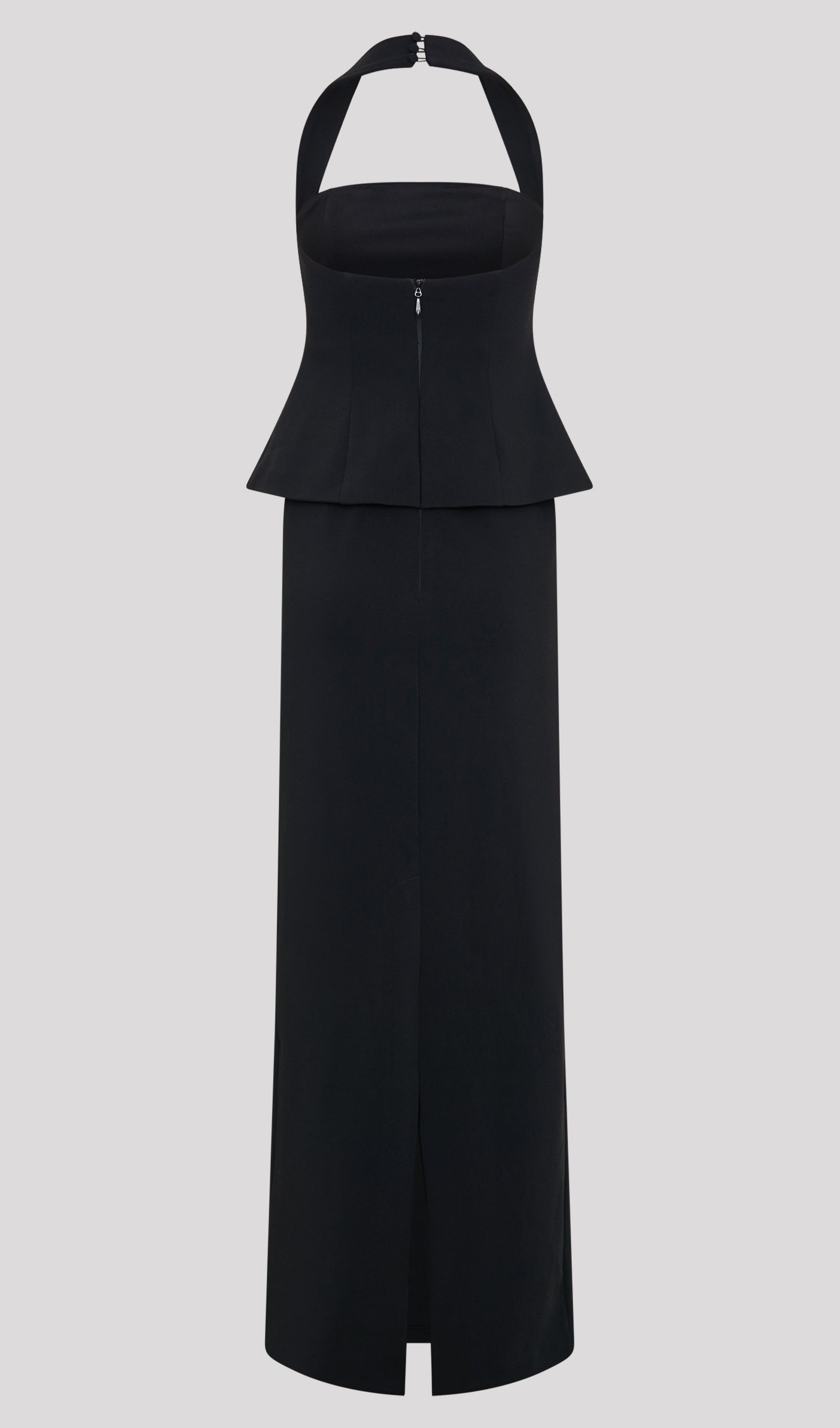 Siyah Peplum Halter Uzun Elbise