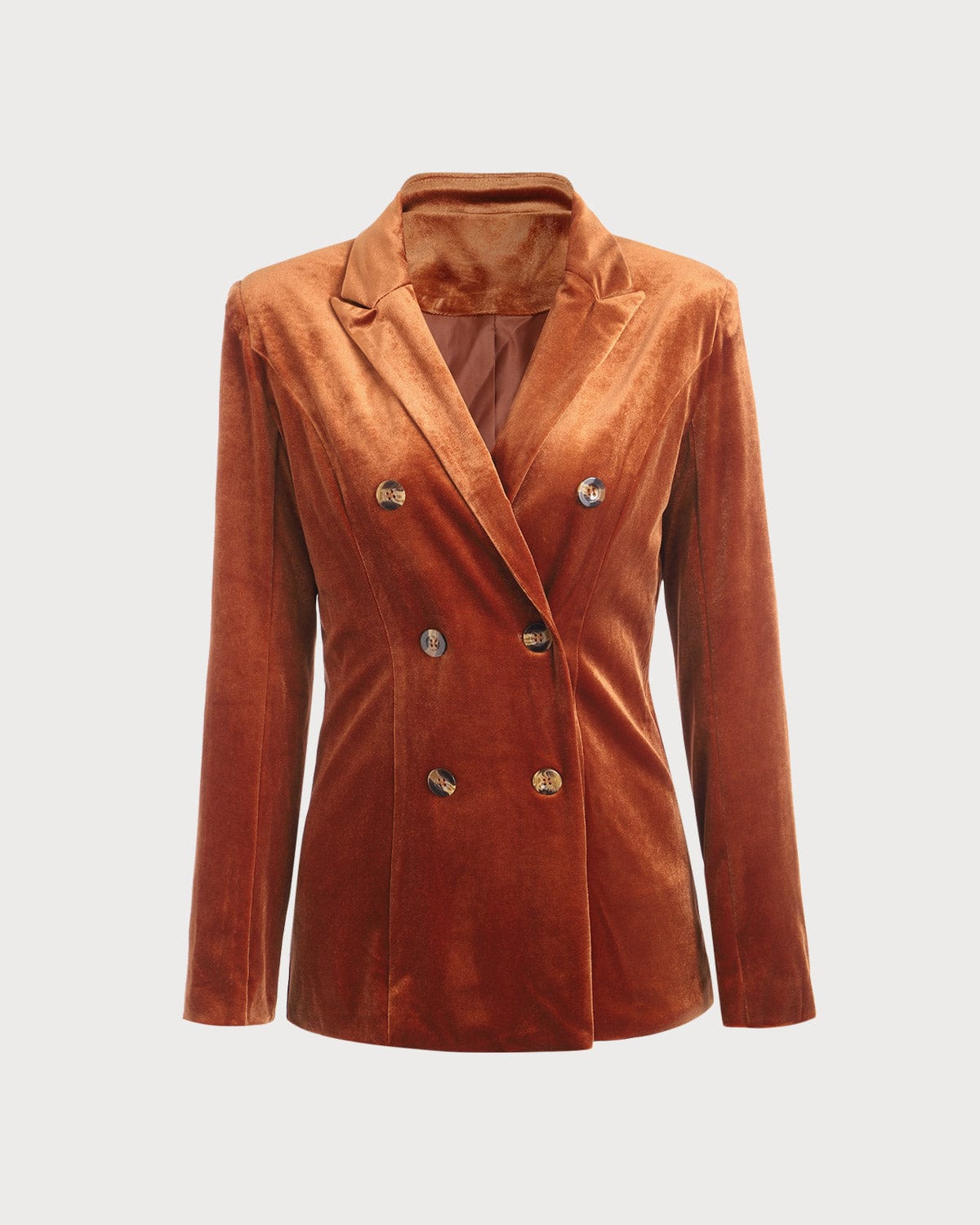Yakalı Kruvaze Kadife Blazer