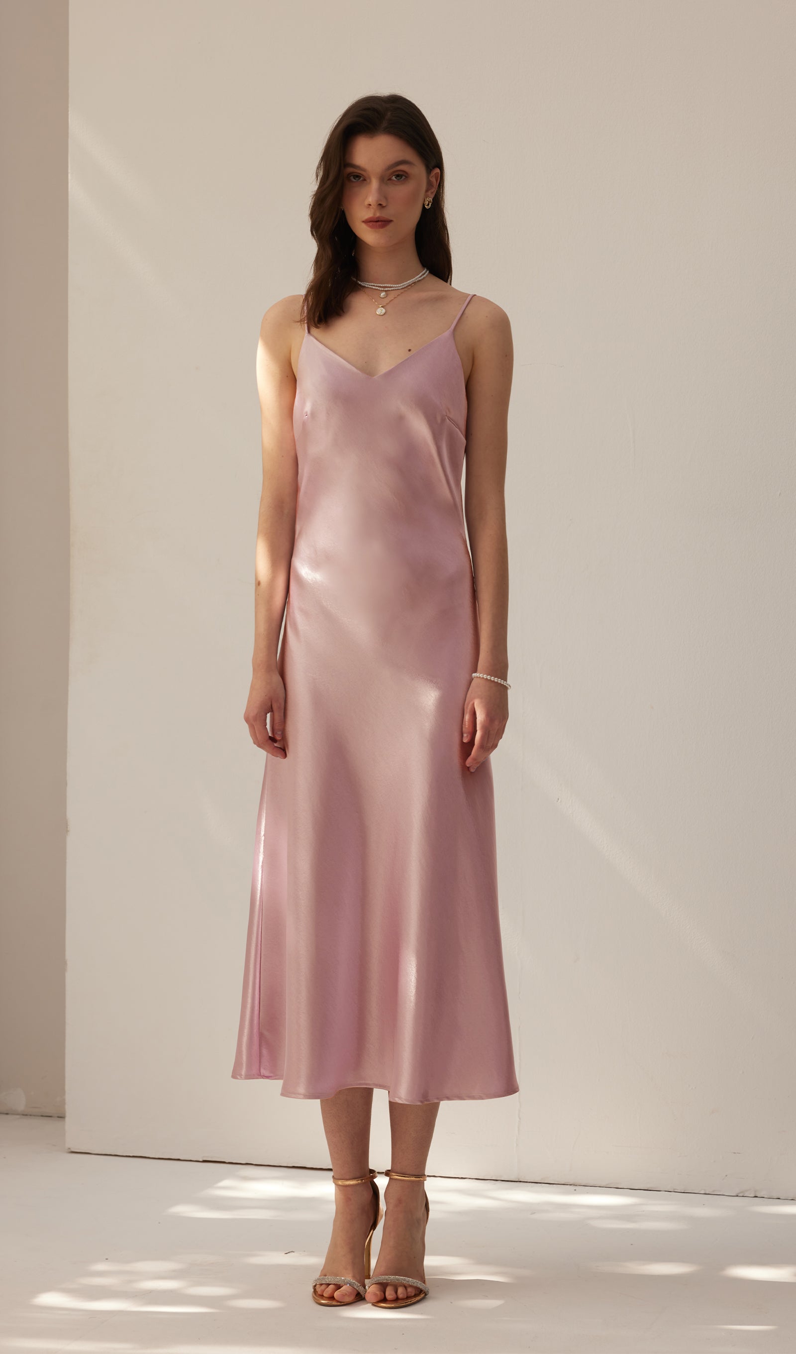 Saten Yelek Midi Elbise