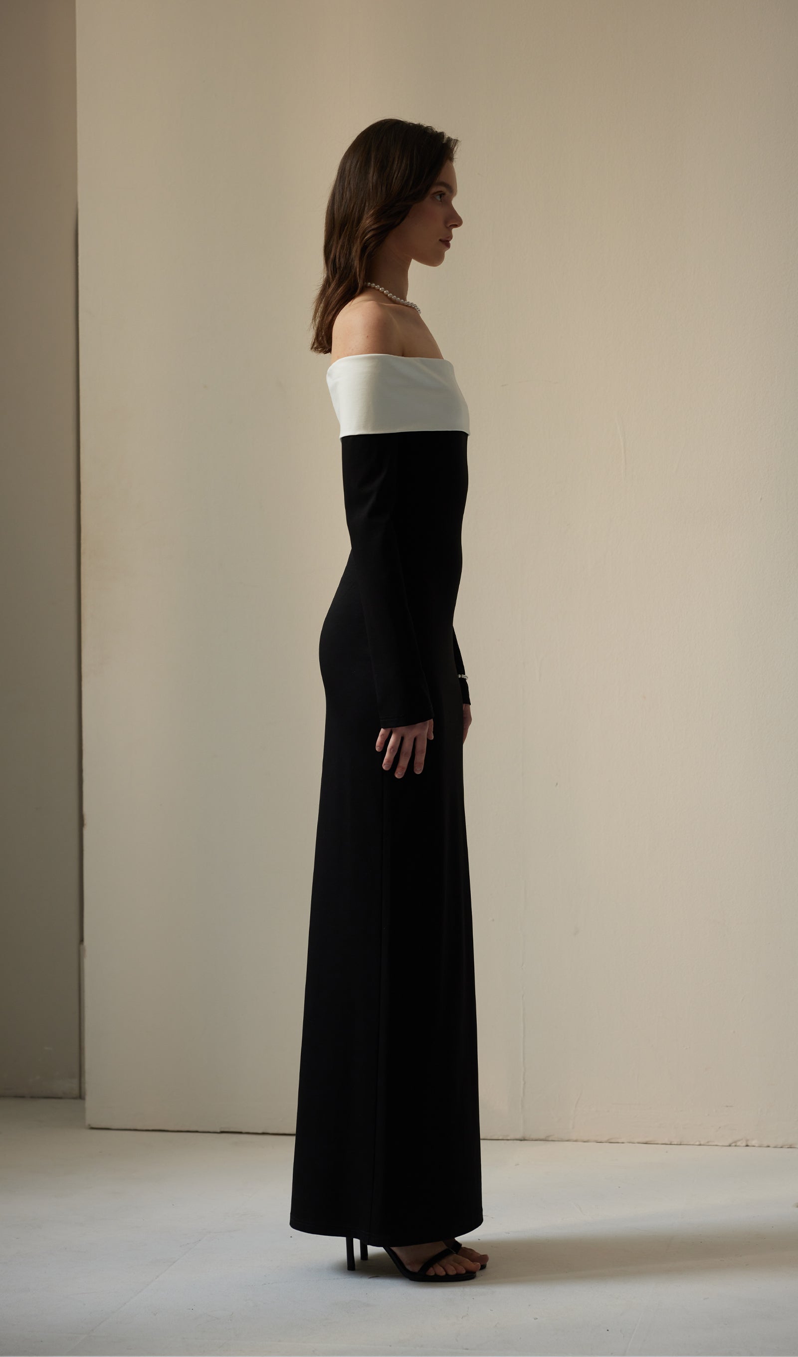 Anya Maxi Elbise Siyah/Beyaz