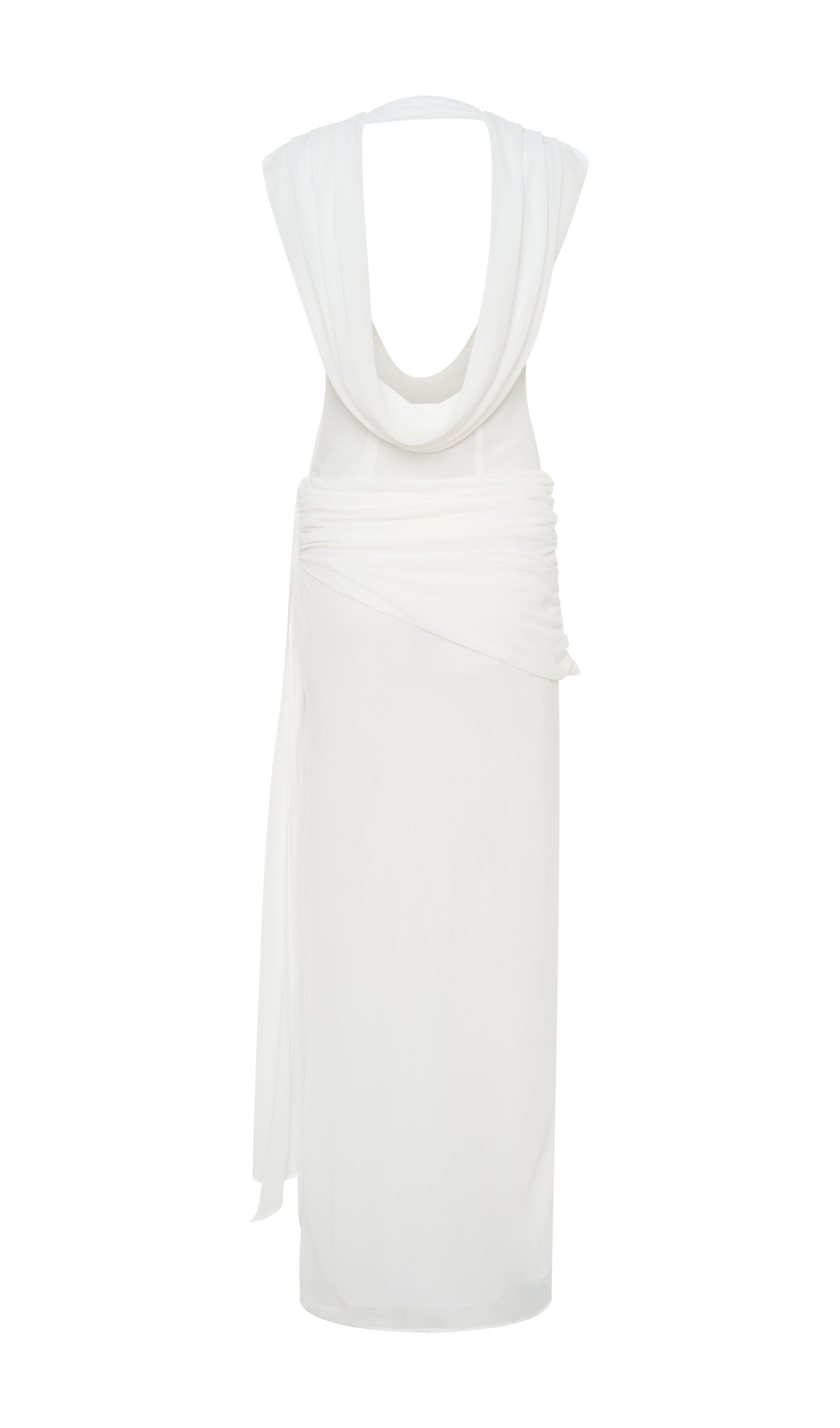 Şifon Drapeli Uzun Elbise