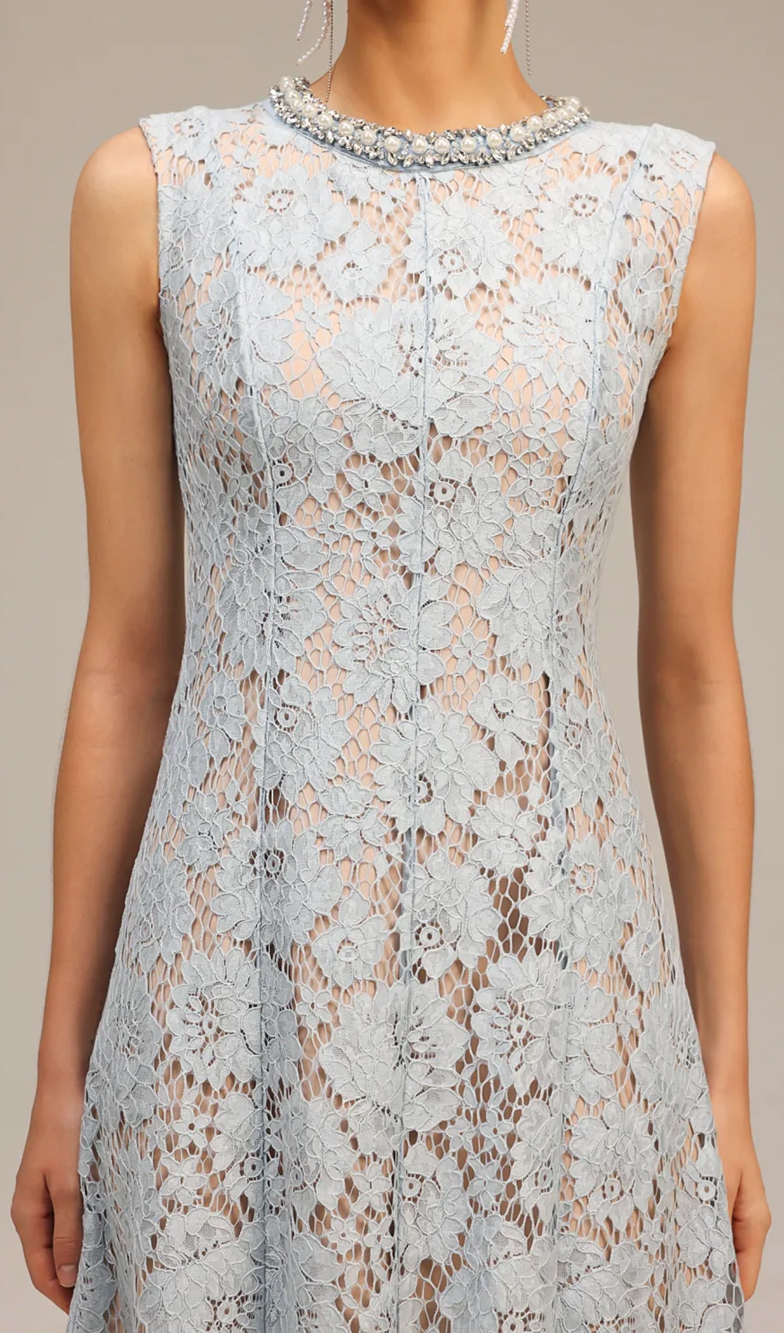 Kolsuz Elmas İnci Midi Elbise