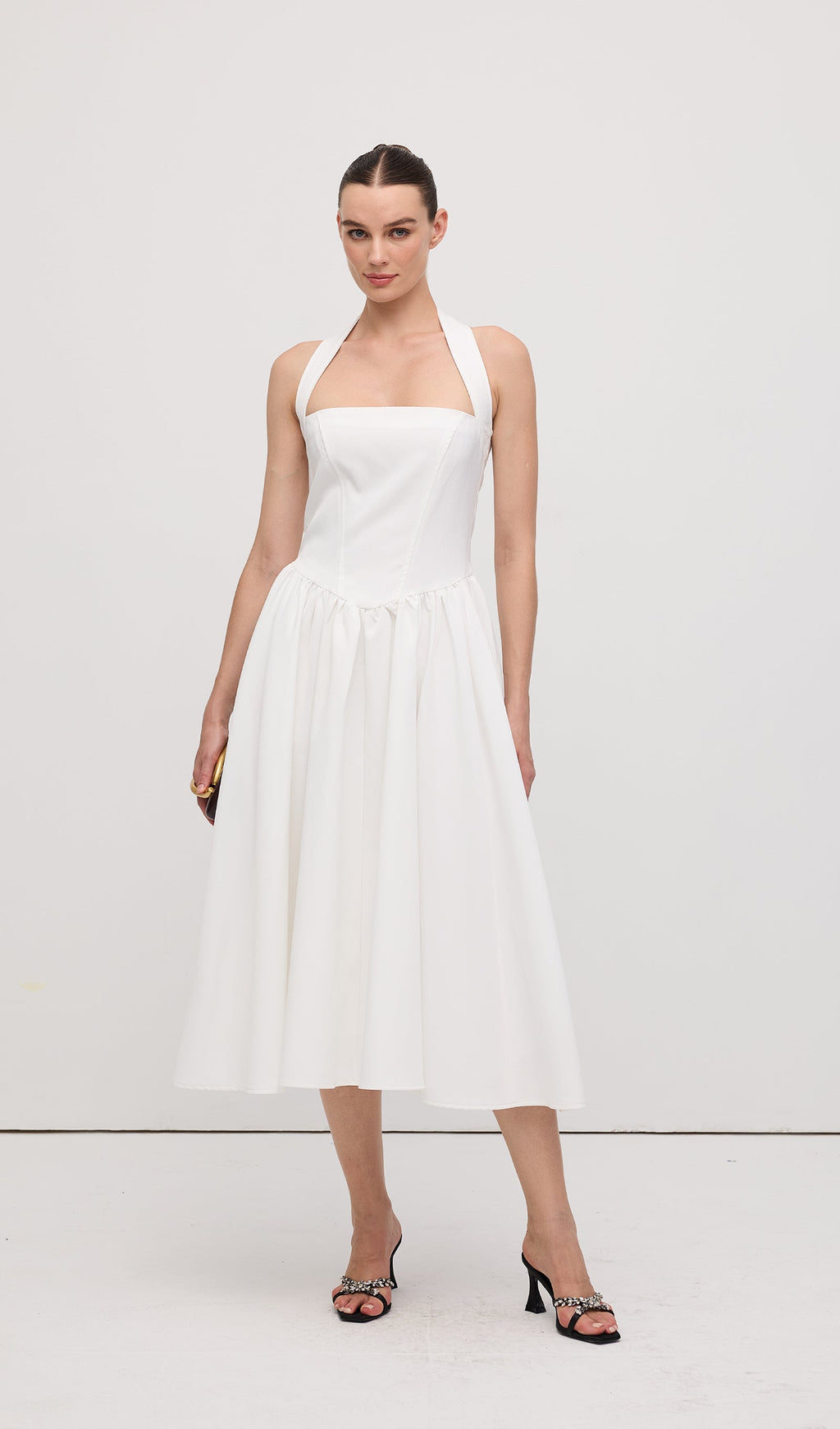 Düz Askılı Midi Elbise