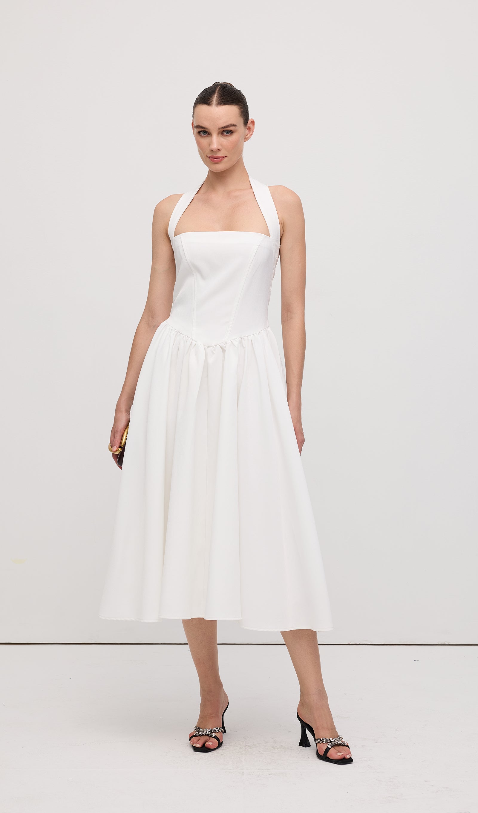 Düz Askılı Midi Elbise