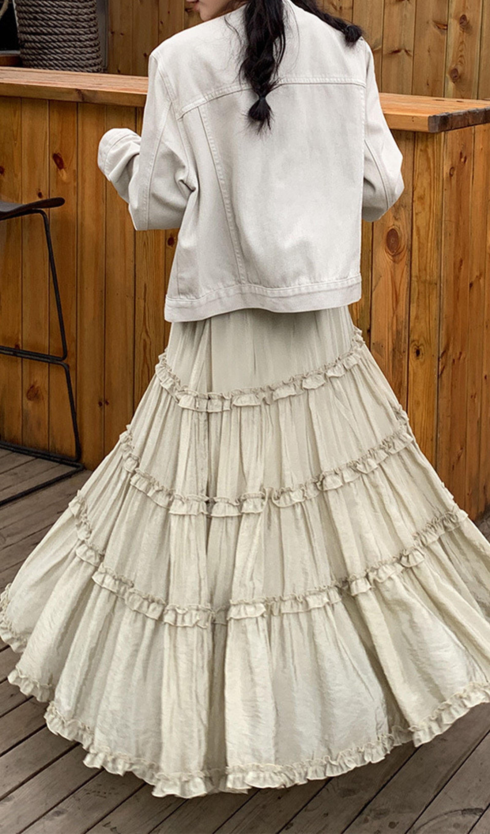 Düz Fırfırlı Uzun Etek