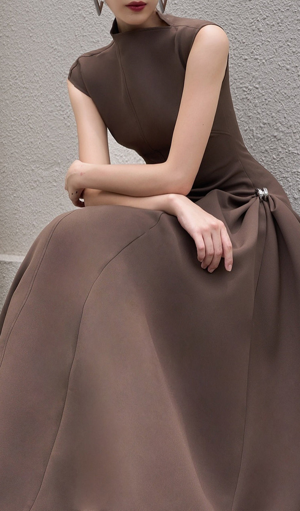 Düz Twill Takım Elbise Midi Elbise