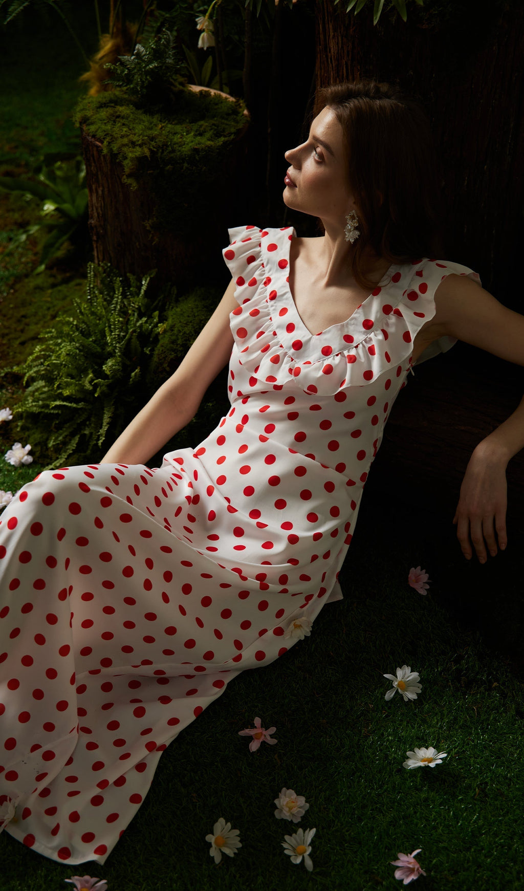 Polka Dot Uzun Elbise