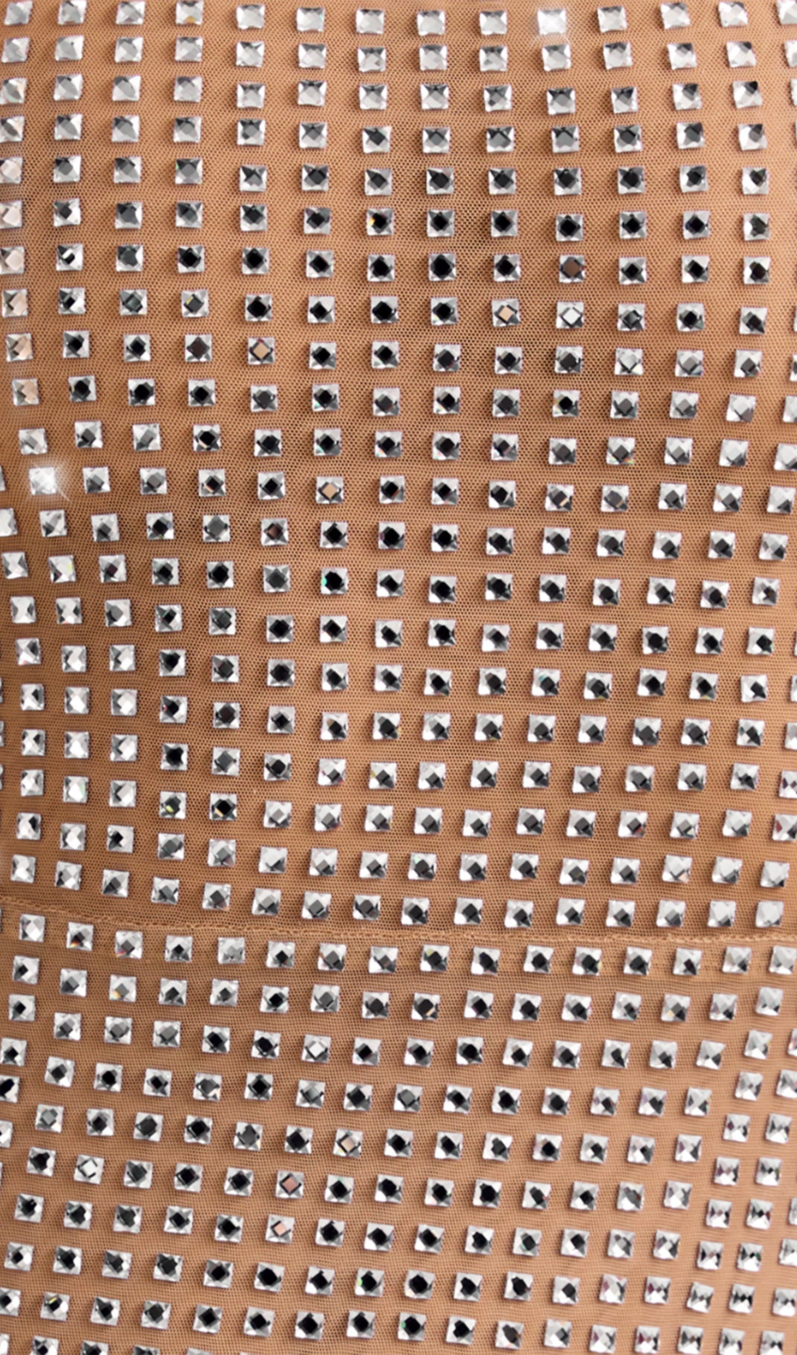 Süslemeli Halter Yaka Mini Elbise Ten Rengi