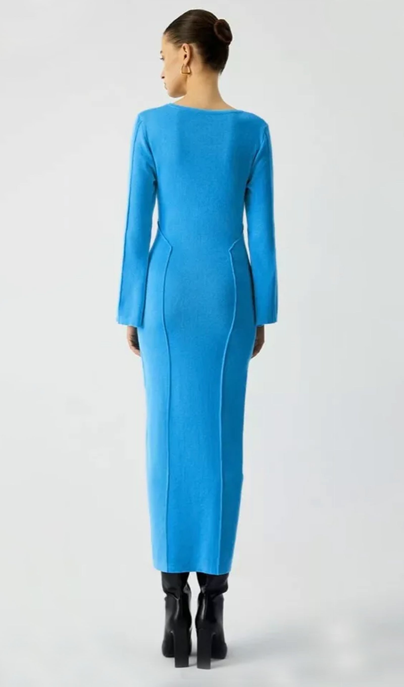 Mavi Sahil Cazibesi Midi Elbise