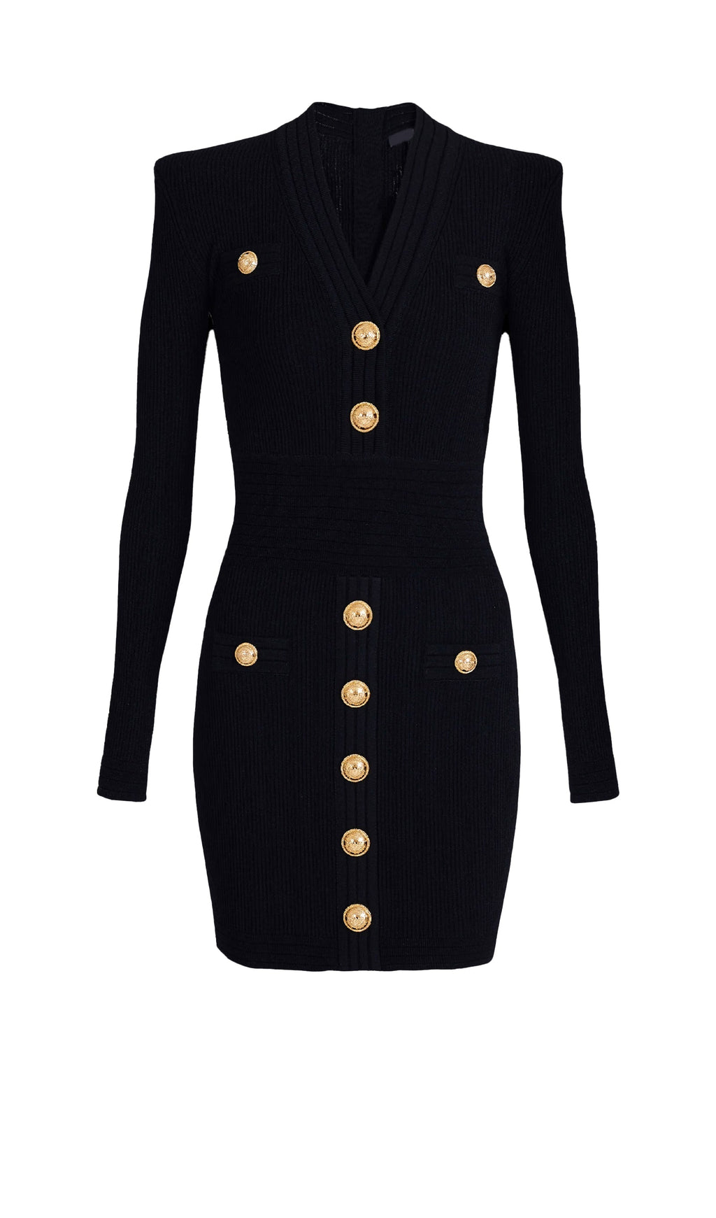 V Yakalı Örme Mini Elbise