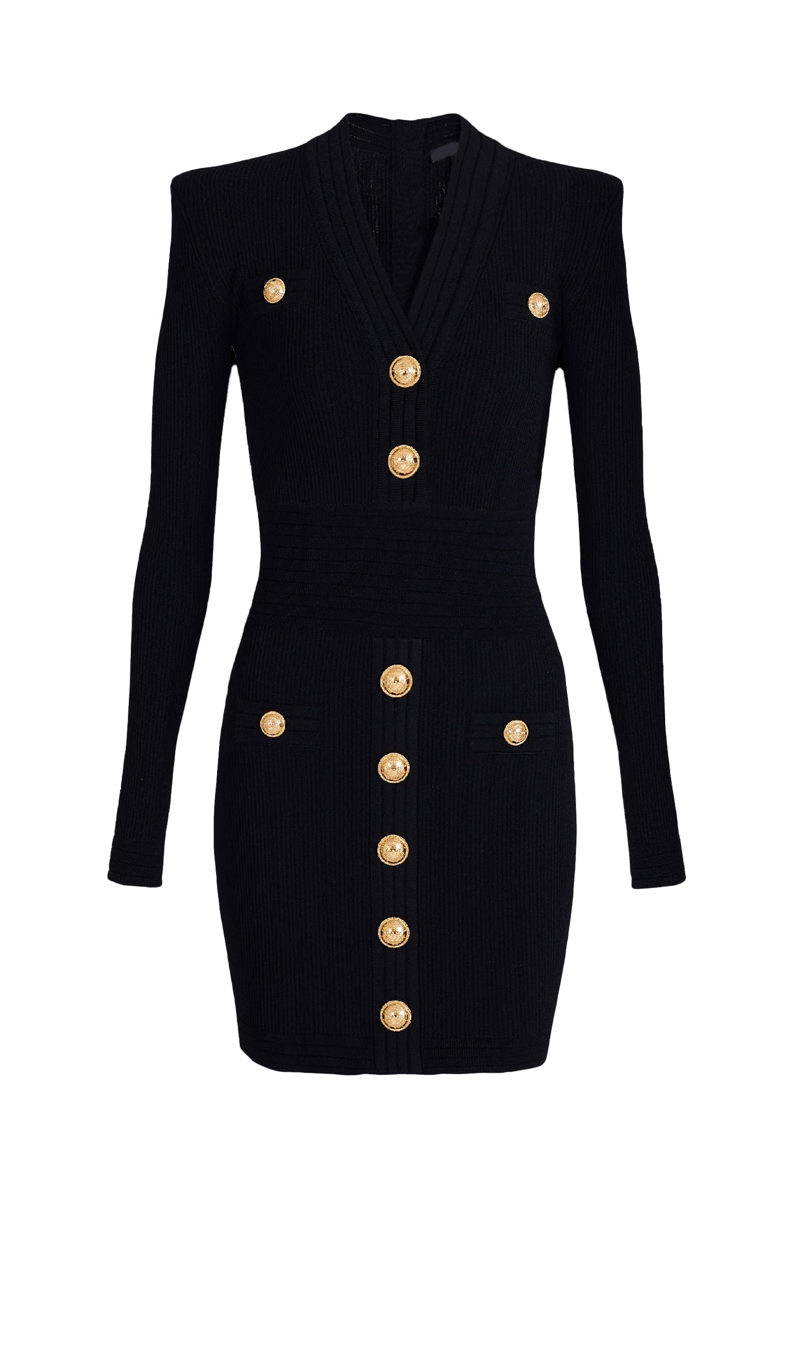 V Yakalı Örme Mini Elbise