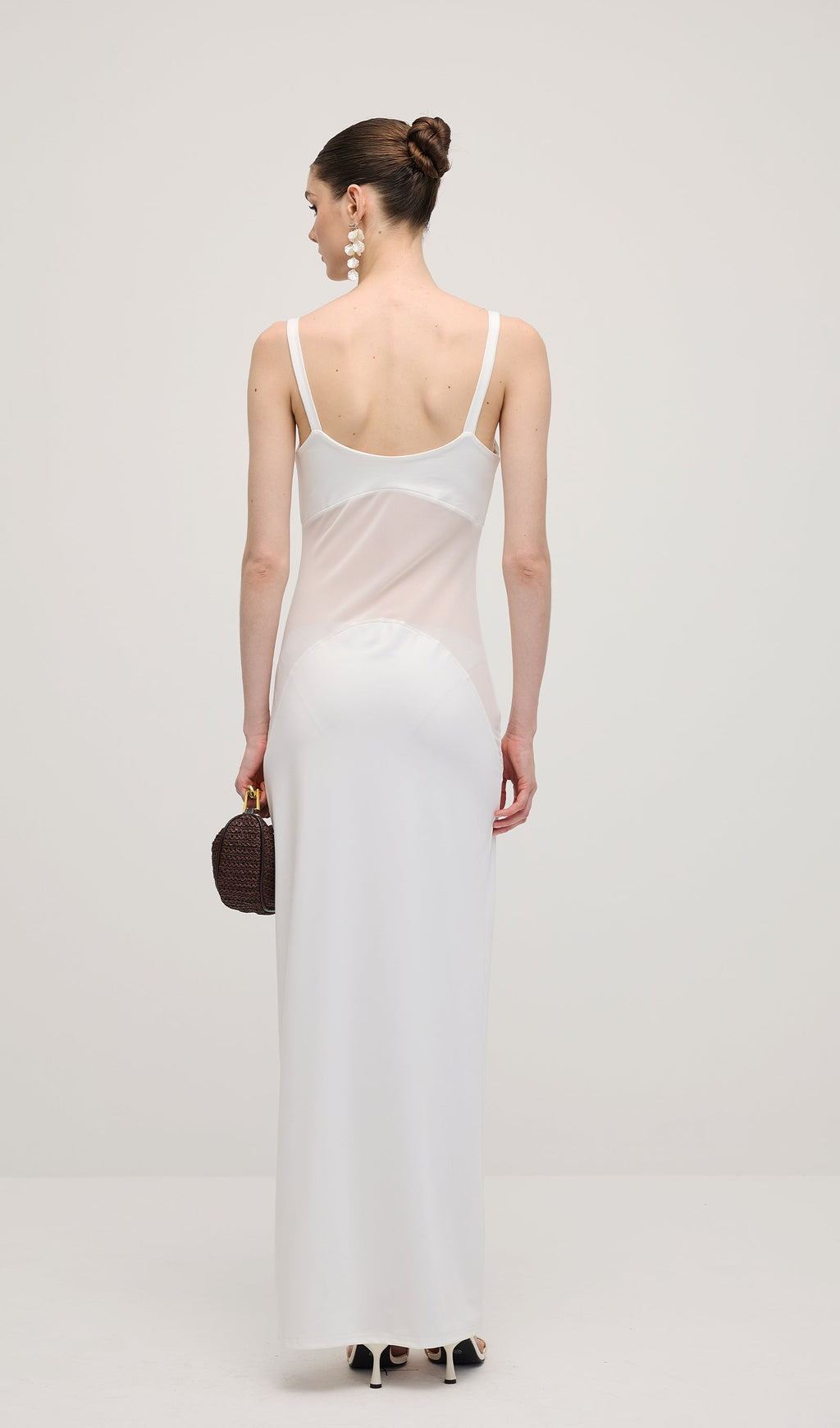 Şeffaf Örgü Kavisli Uzun Elbise