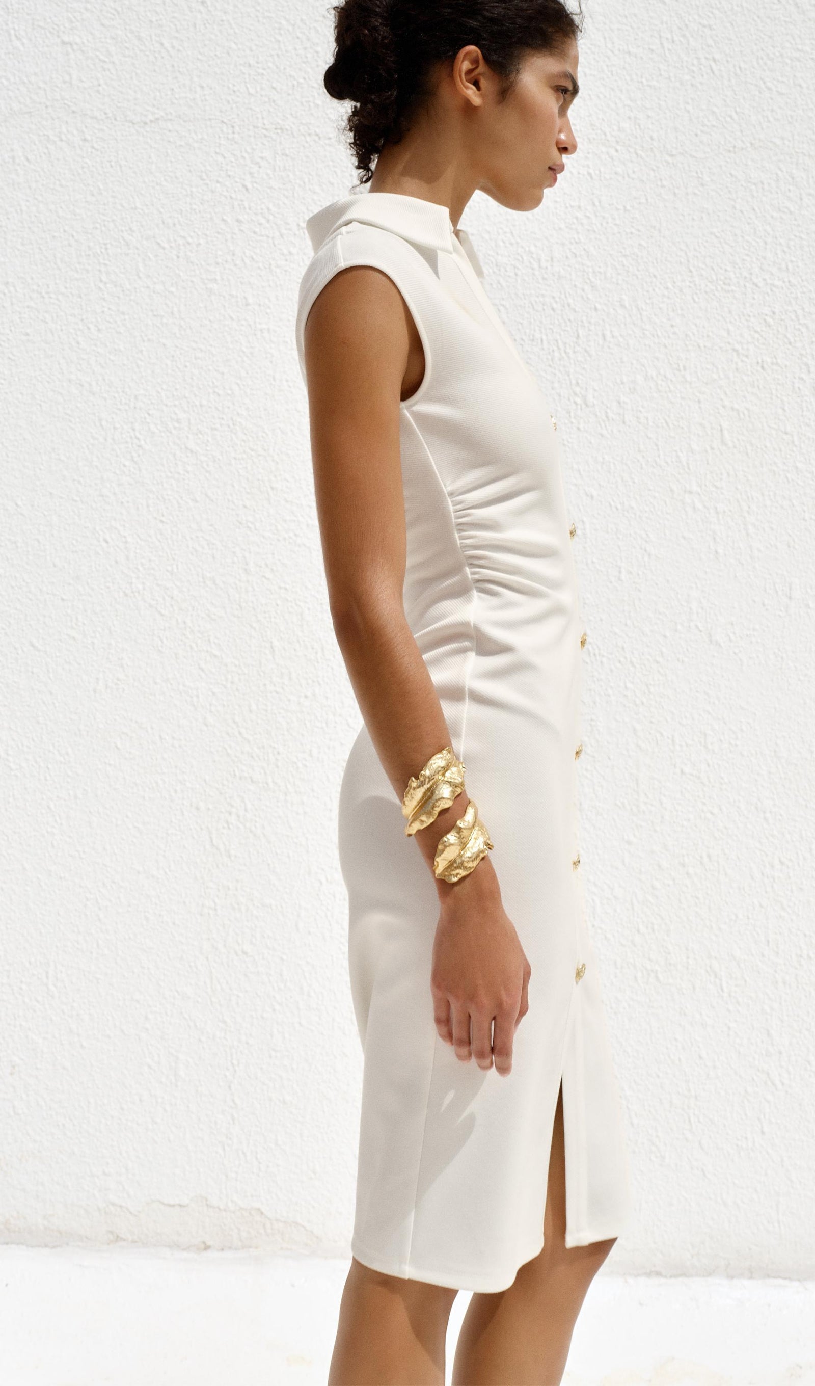 Düz Pike Gömlek Midi Elbise