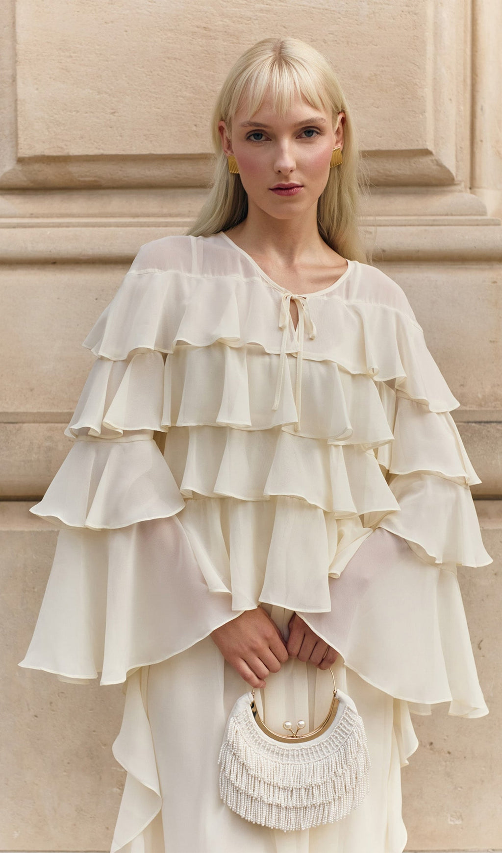 Volanlı Düz Uzun Elbise