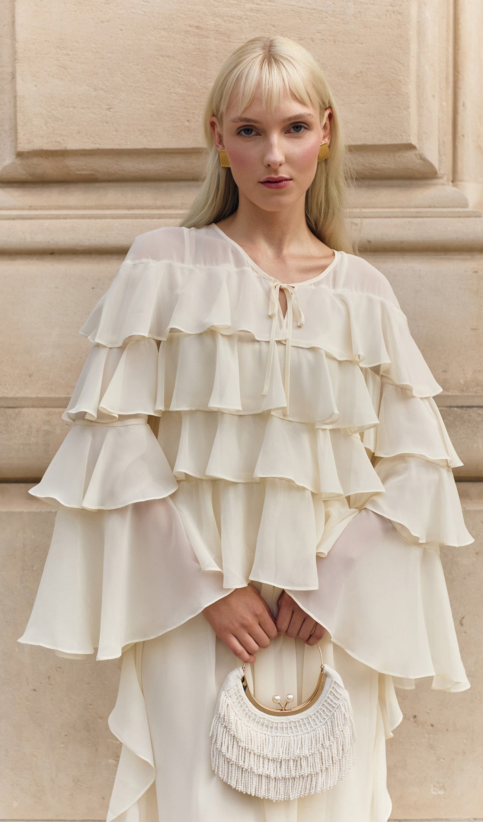 Volanlı Düz Uzun Elbise