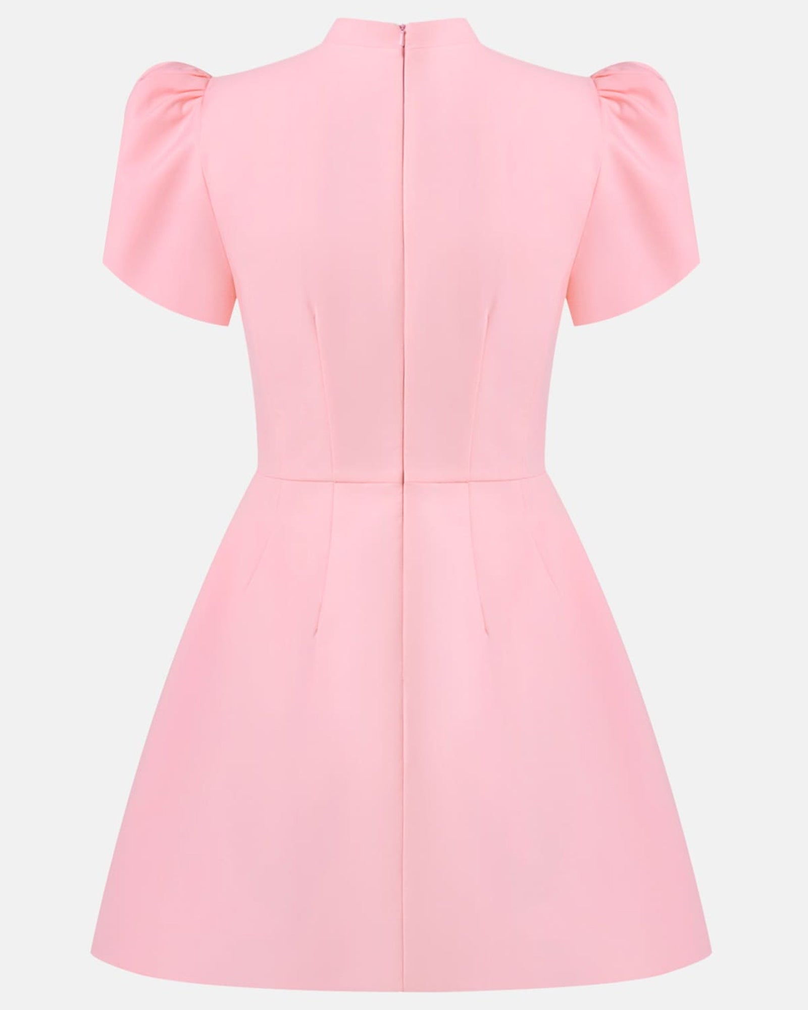 Pembe Yüksek Yaka Mini Elbise