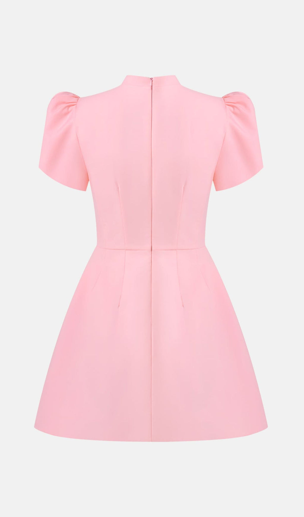 Pembe Yüksek Yaka Mini Elbise