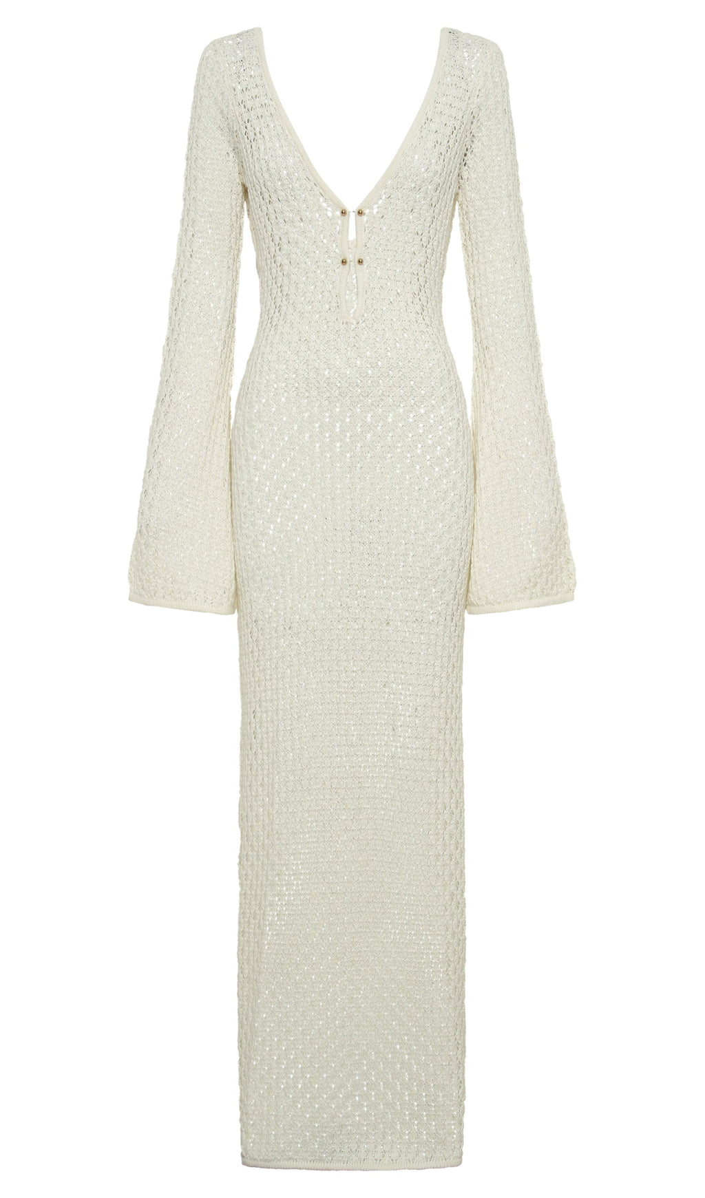 Tığ İşi Balık Kuyruğu Kloş Kollu Uzun Elbise