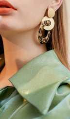 Leopar Sarkan Damla Halka Küpeler