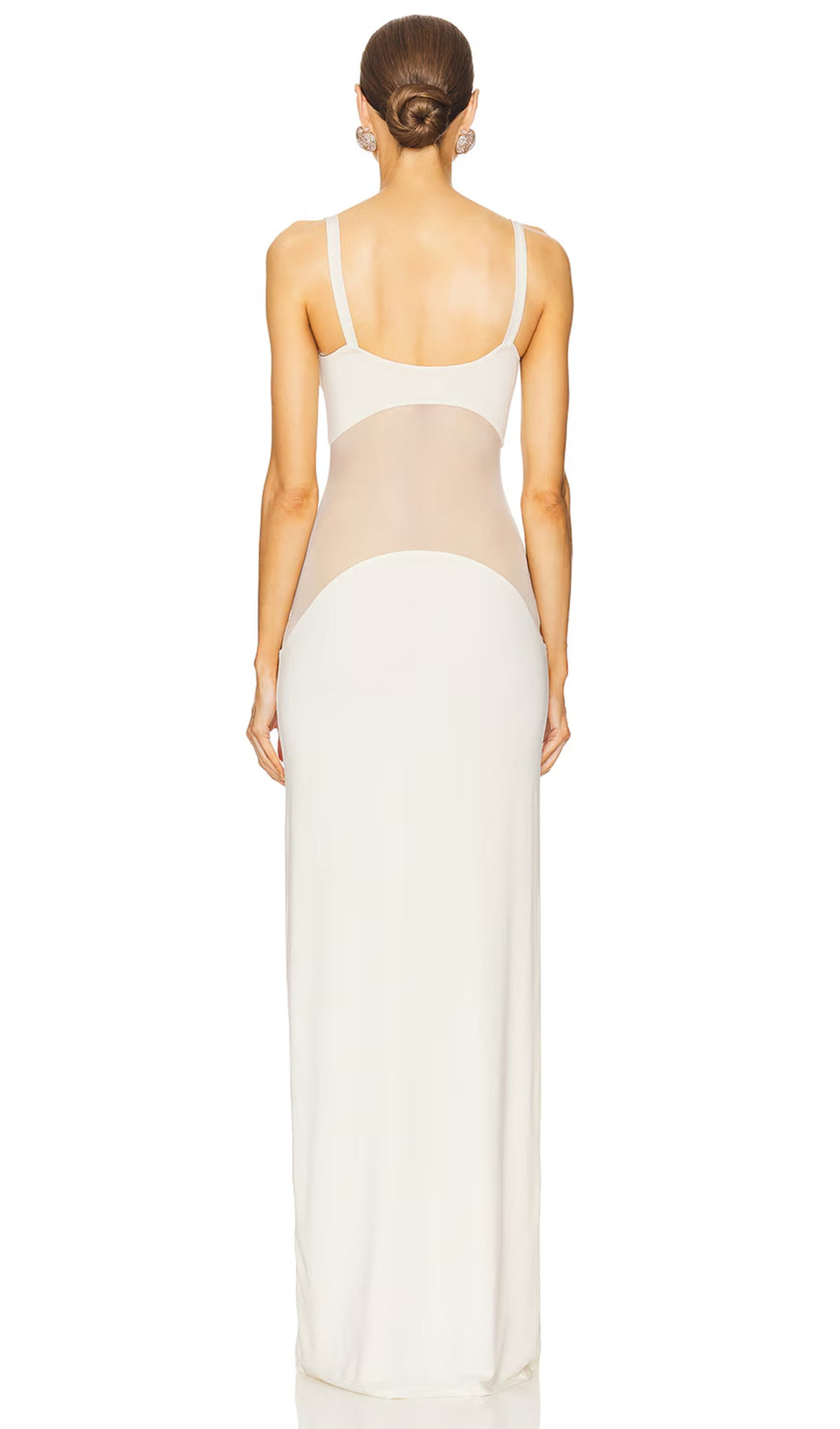 Şeffaf Örgü Kavisli Uzun Elbise