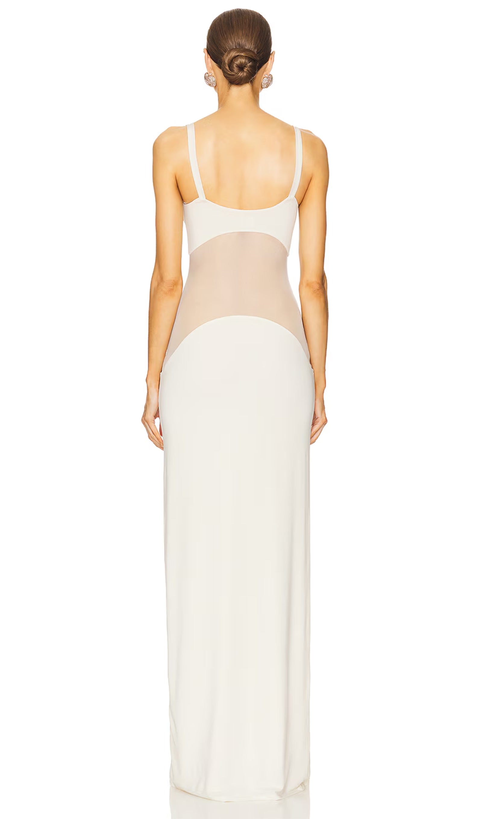 Şeffaf Örgü Kavisli Uzun Elbise